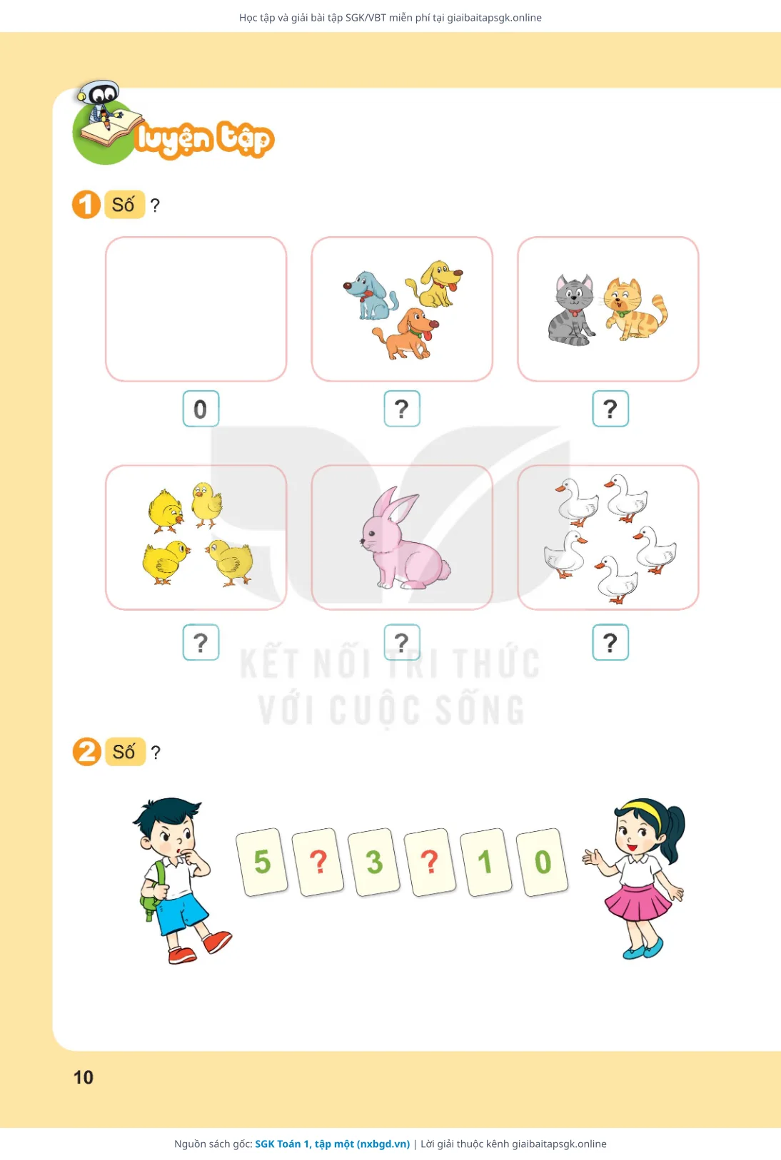 Trang 10 sách giáo khoa SGK Toán 1, tập một thu nhỏ