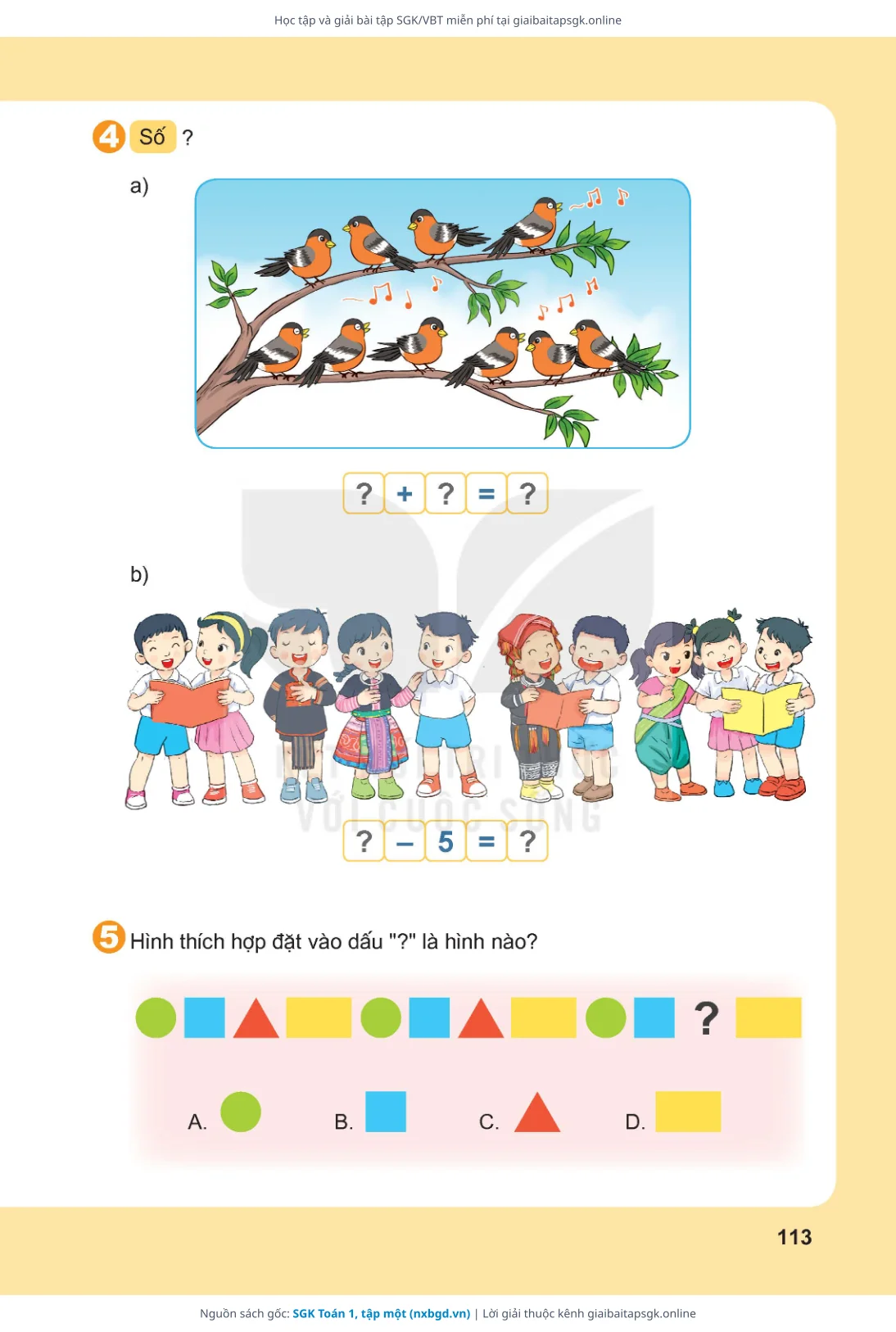 Trang 114 sách giáo khoa SGK Toán 1, tập một thu nhỏ