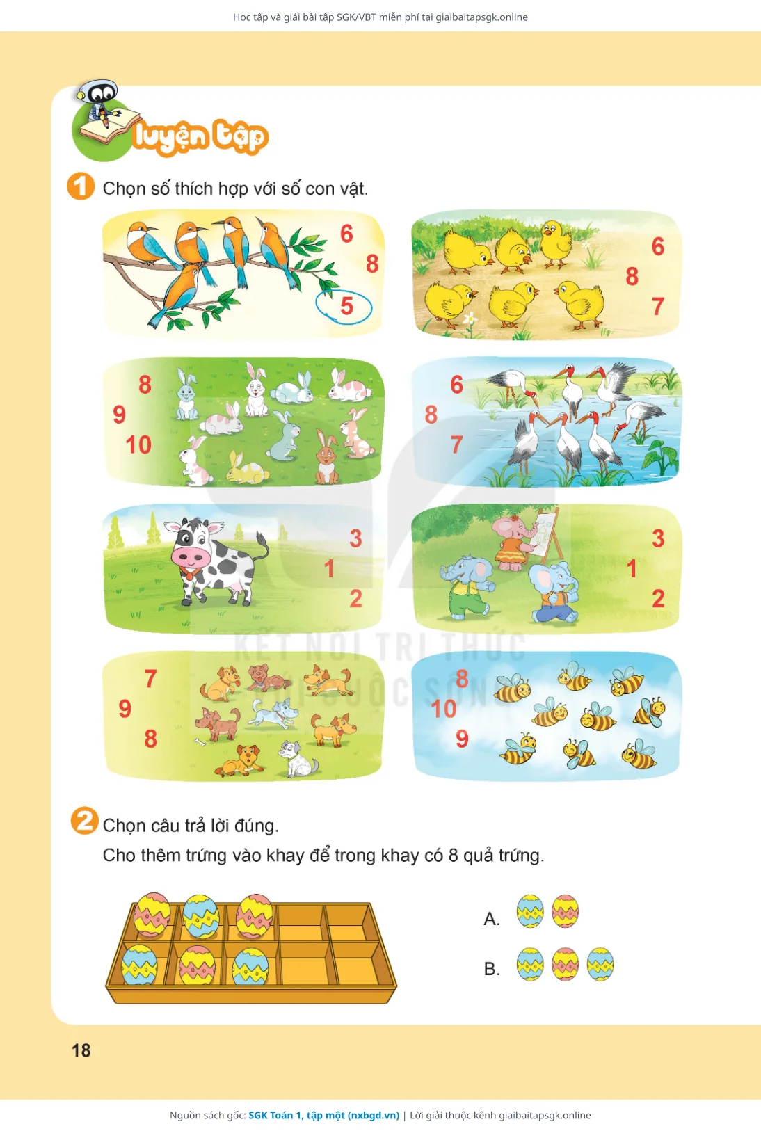 Trang 19 sách giáo khoa SGK Toán 1, tập một thu nhỏ