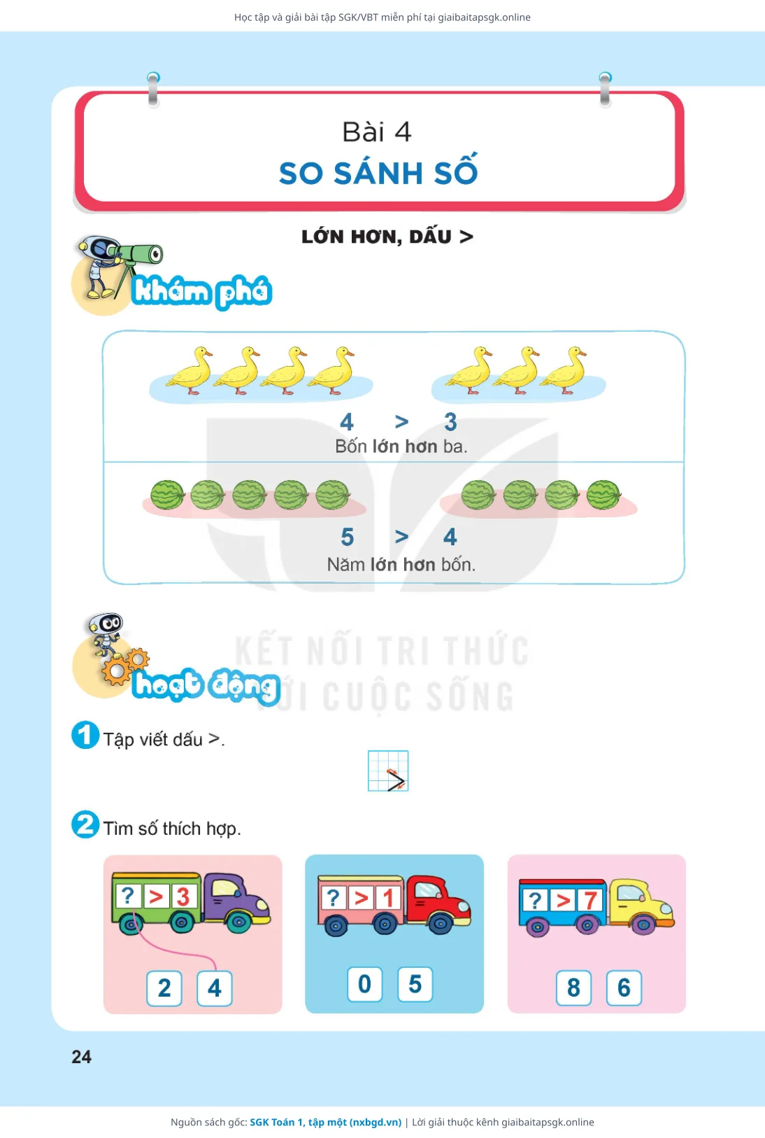 Trang 25 sách giáo khoa SGK Toán 1, tập một thu nhỏ