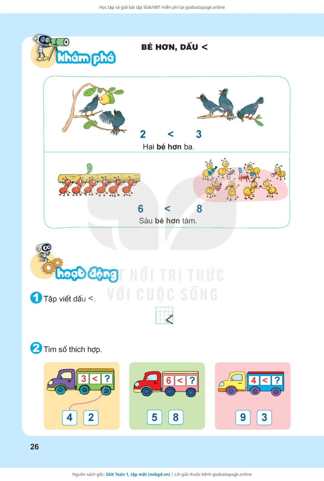 Trang 27 sách giáo khoa SGK Toán 1, tập một thu nhỏ