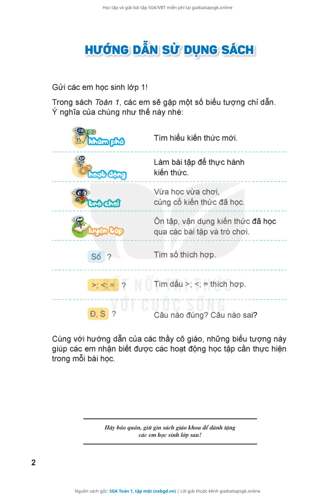 Trang 3 sách giáo khoa SGK Toán 1, tập một thu nhỏ