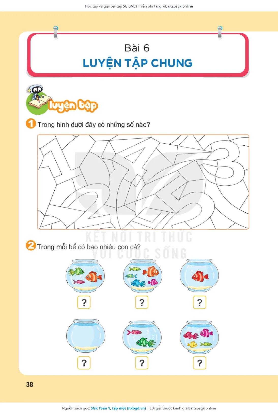 Trang 38 sách giáo khoa SGK Toán 1, tập một bản chuẩn