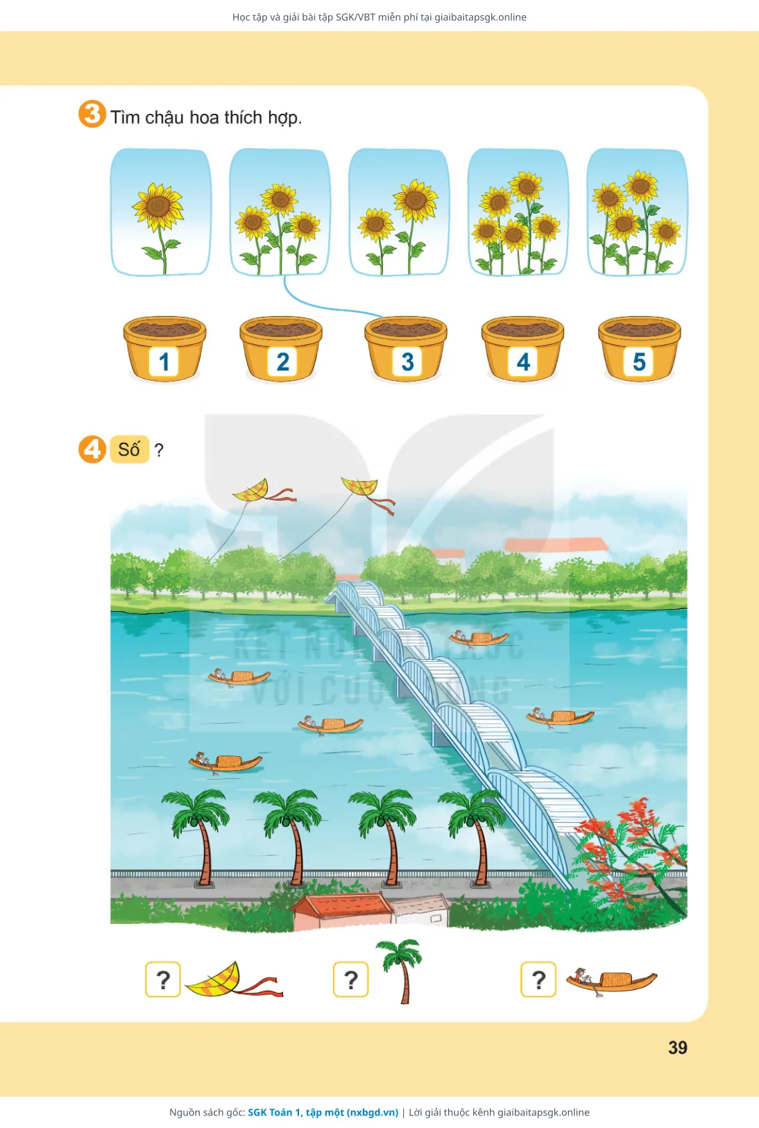 Trang 39 sách giáo khoa SGK Toán 1, tập một thu nhỏ