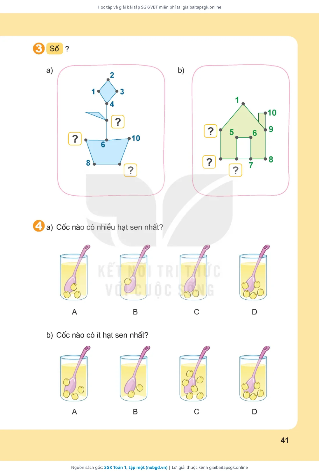 Trang 41 sách giáo khoa SGK Toán 1, tập một thu nhỏ