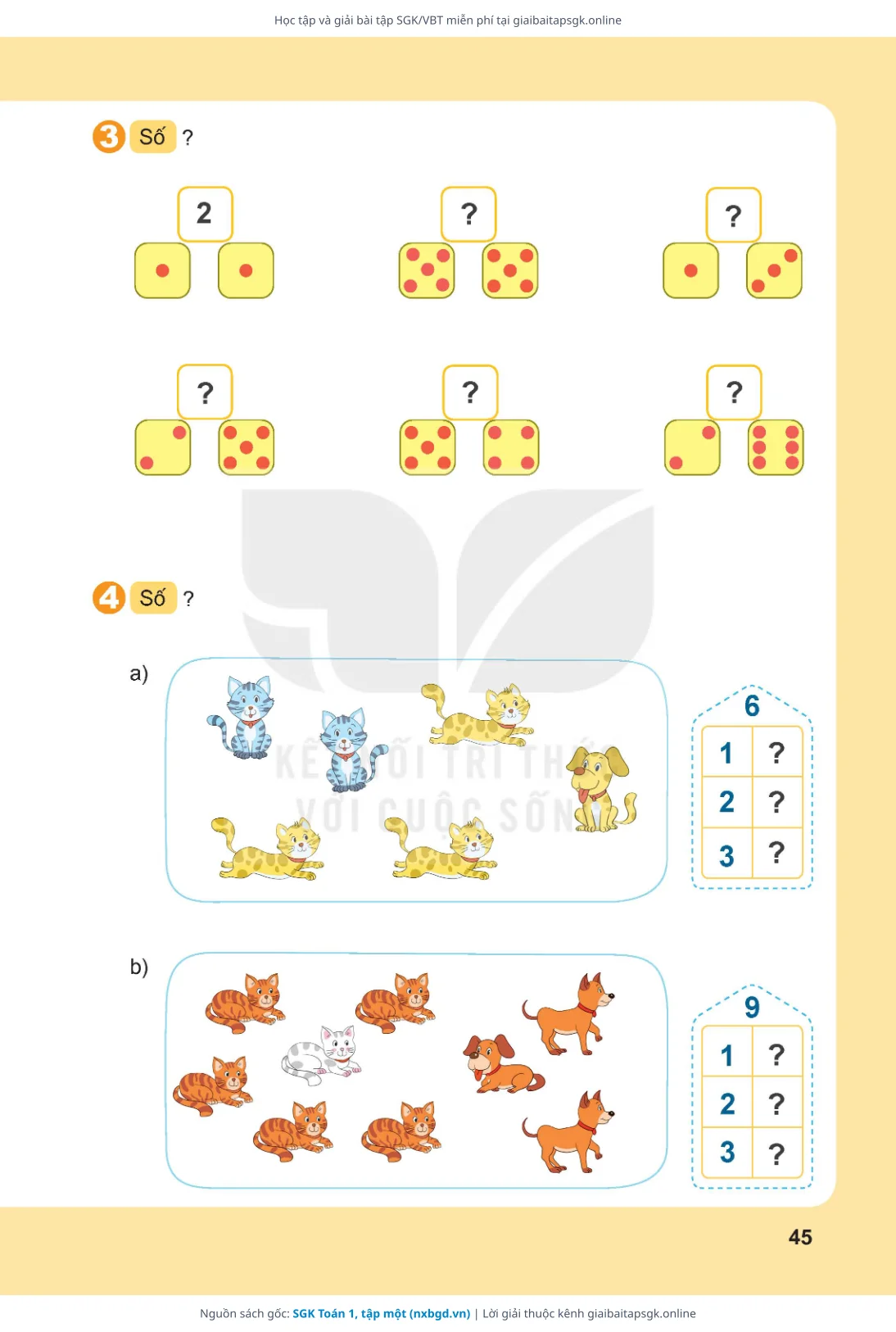 Trang 45 sách giáo khoa SGK Toán 1, tập một thu nhỏ