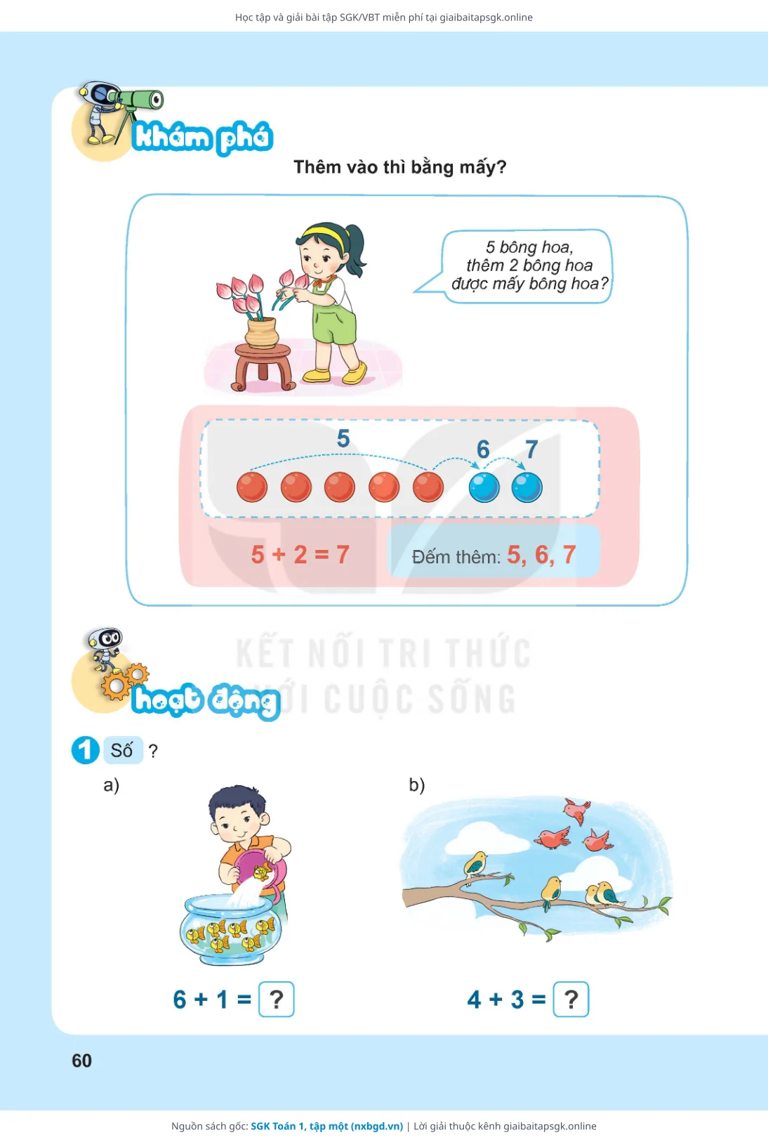 Trang 61 sách giáo khoa SGK Toán 1, tập một thu nhỏ