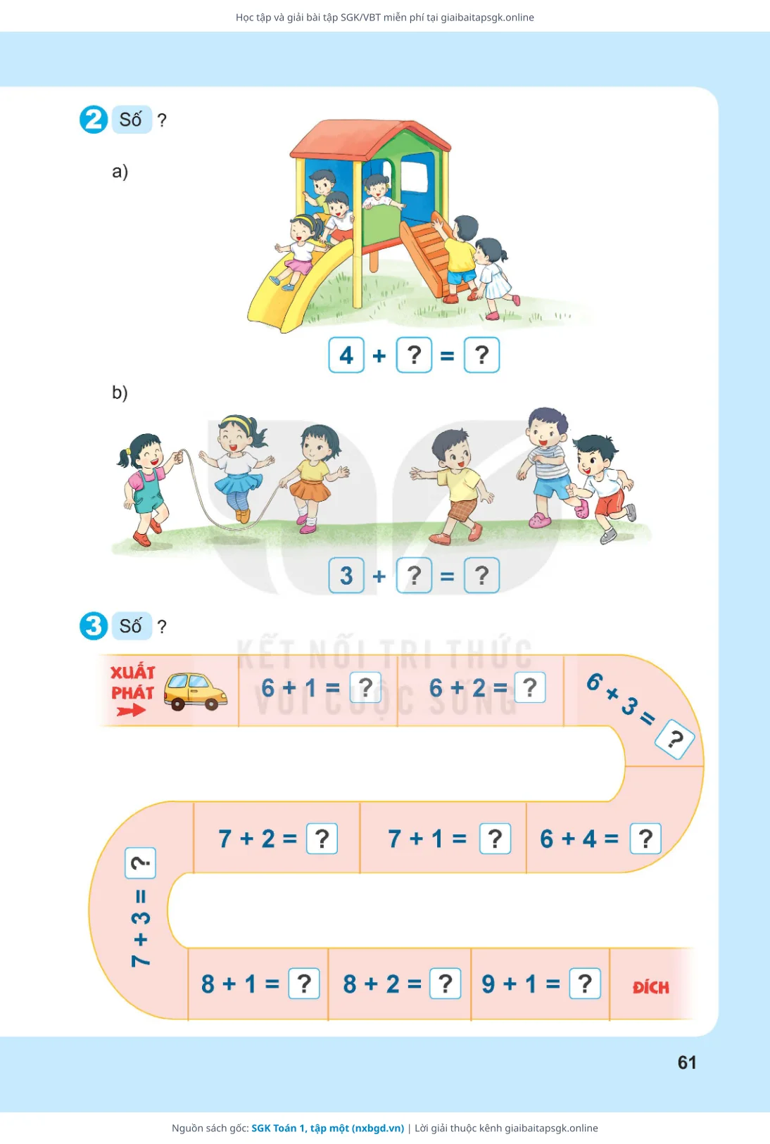Trang 62 sách giáo khoa SGK Toán 1, tập một thu nhỏ
