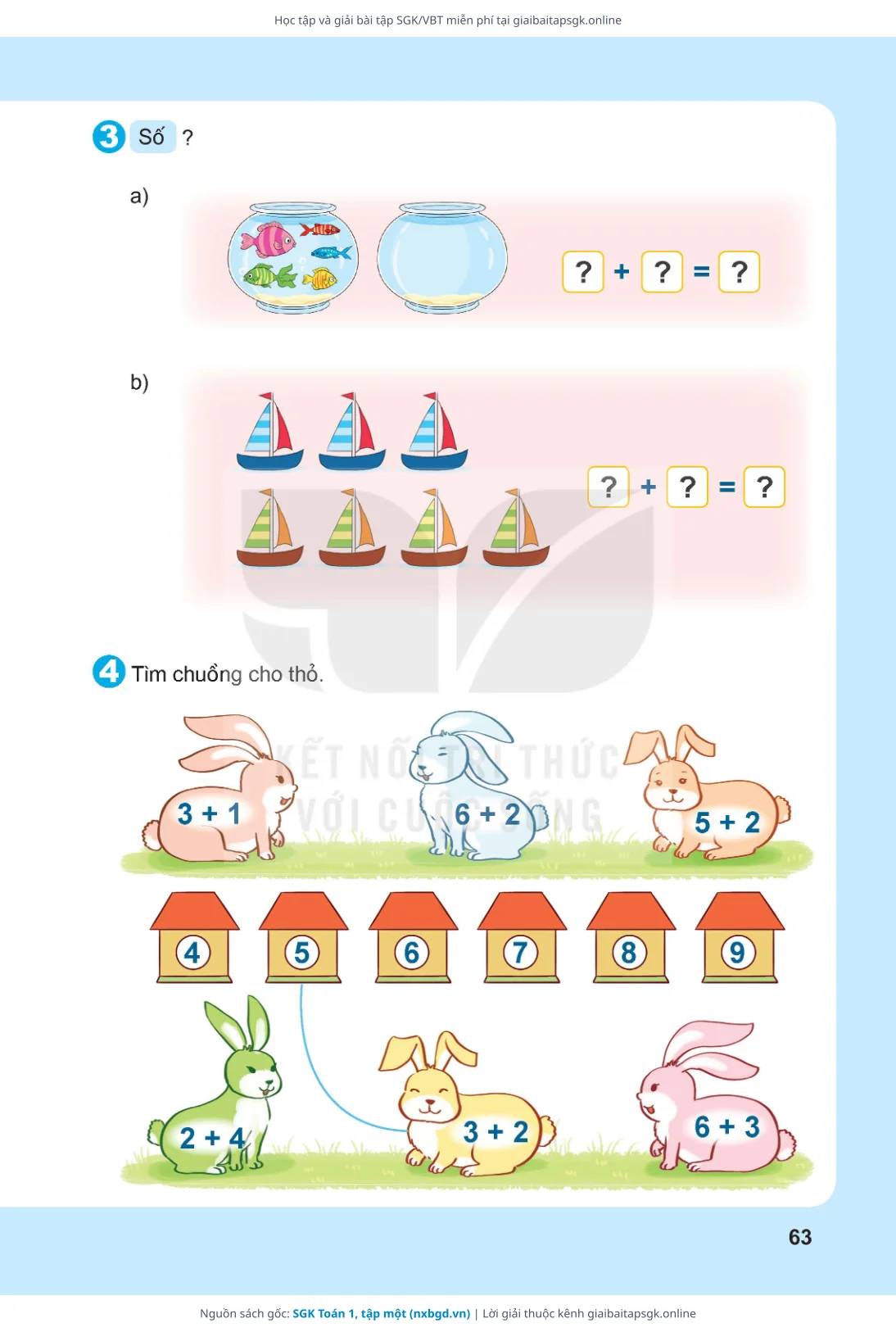 Trang 64 sách giáo khoa SGK Toán 1, tập một thu nhỏ