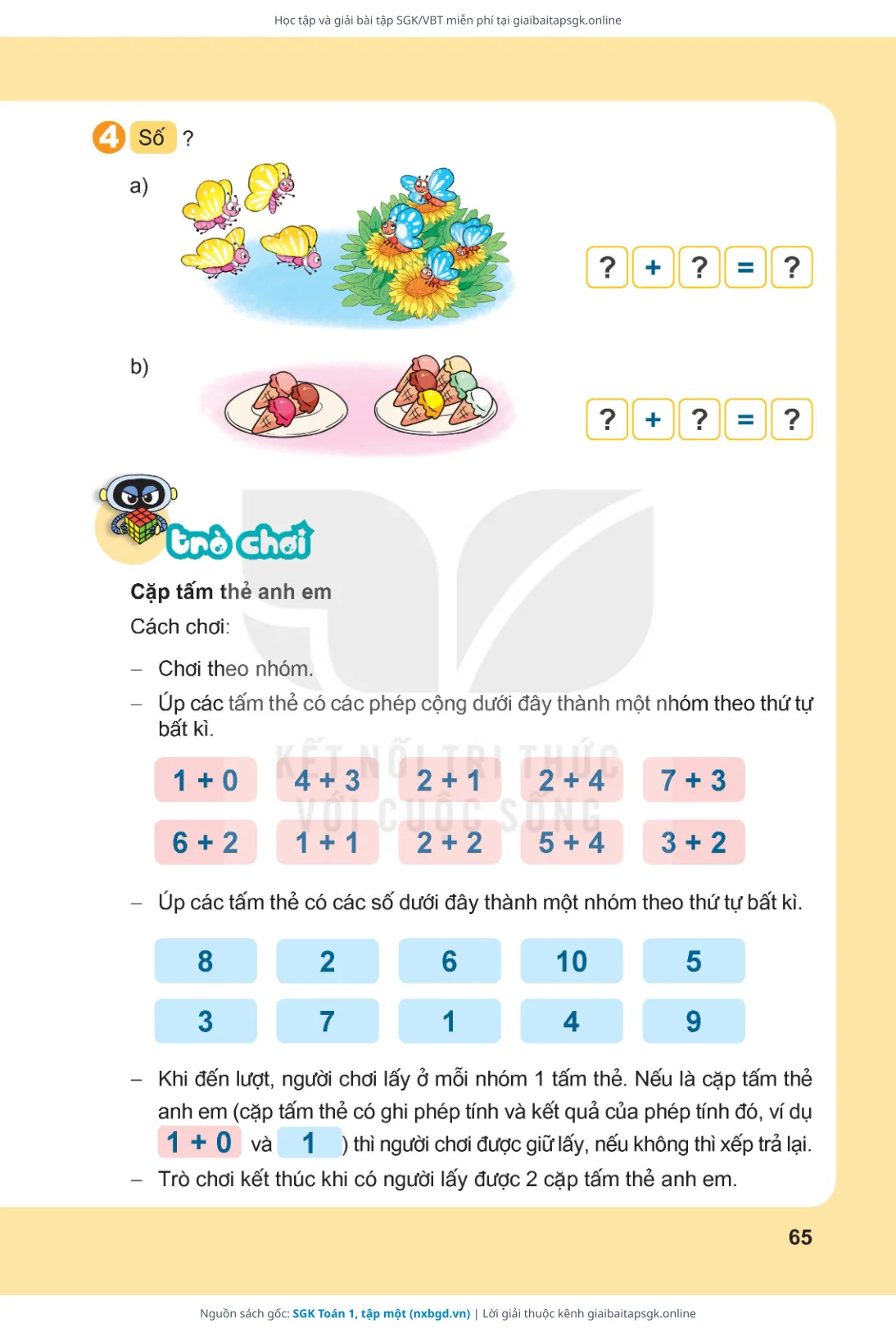 Trang 66 sách giáo khoa SGK Toán 1, tập một thu nhỏ