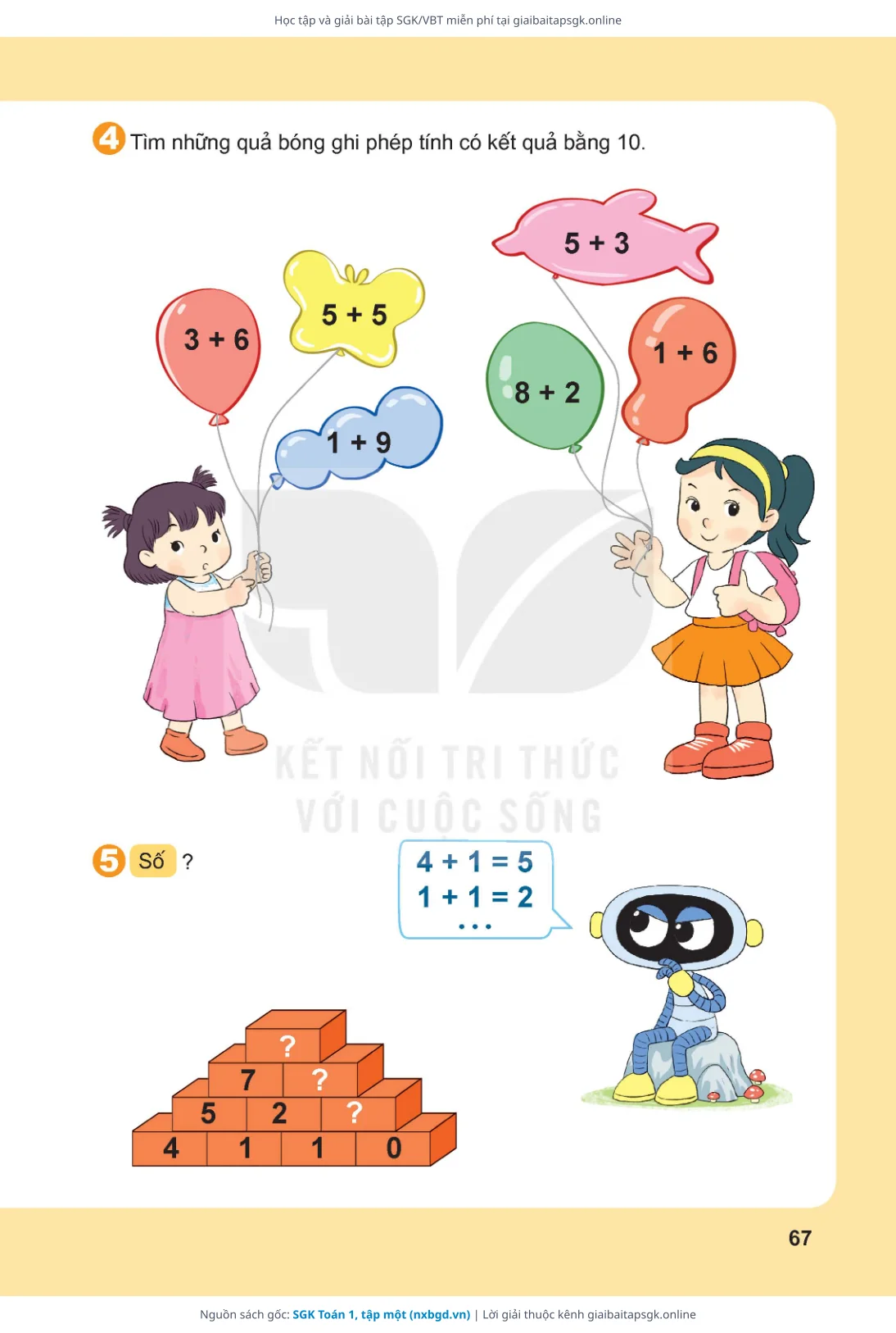 Trang 68 sách giáo khoa SGK Toán 1, tập một thu nhỏ