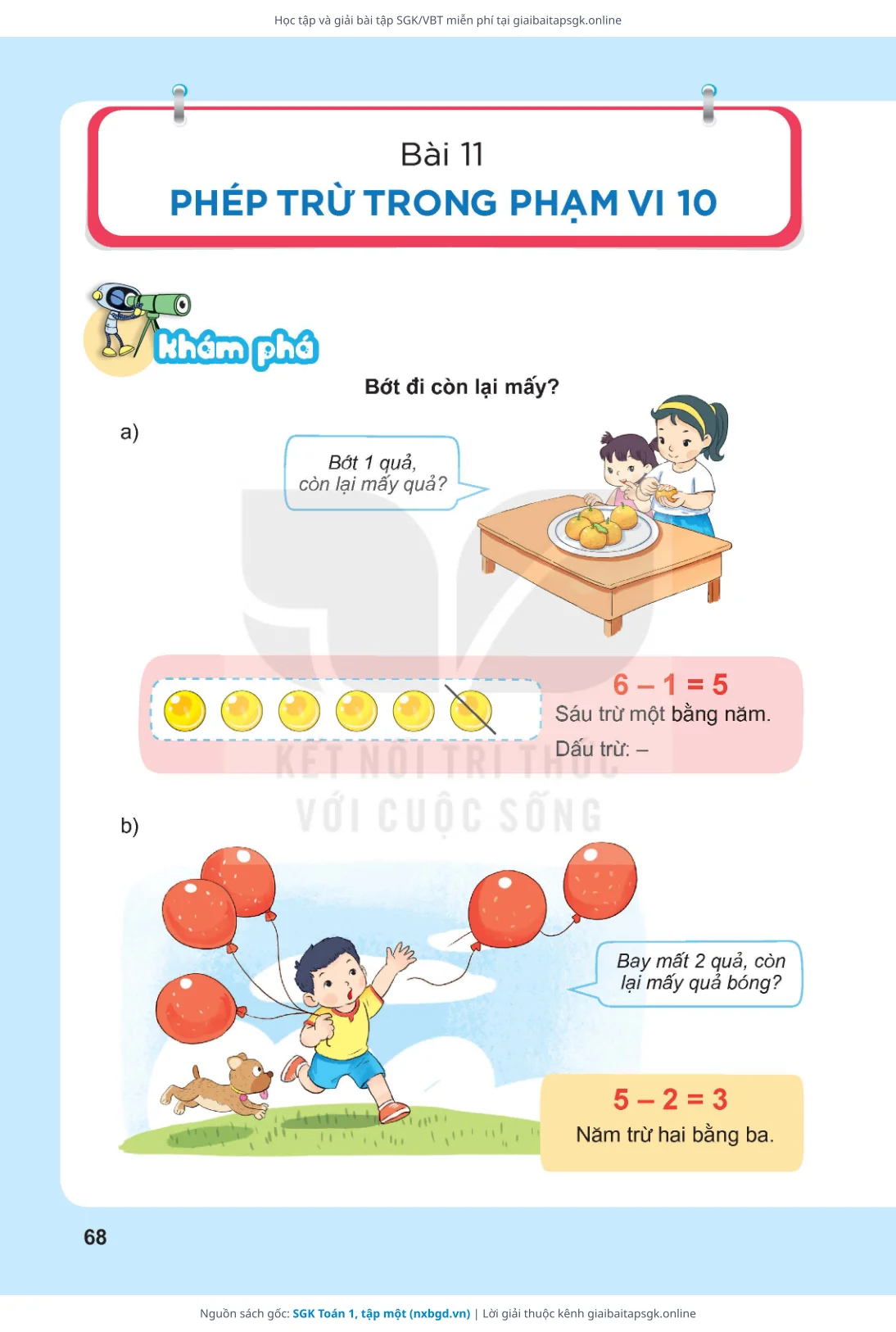 Trang 69 sách giáo khoa SGK Toán 1, tập một thu nhỏ