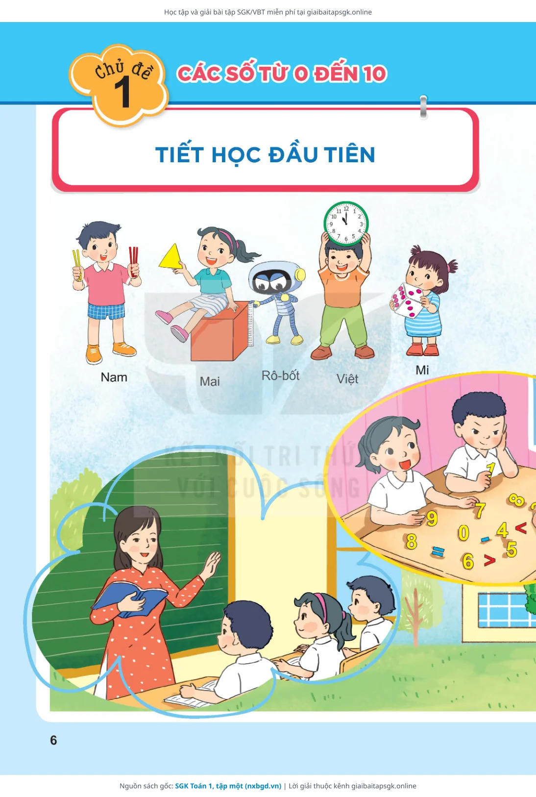Trang 6 sách giáo khoa SGK Toán 1, tập một bản chuẩn