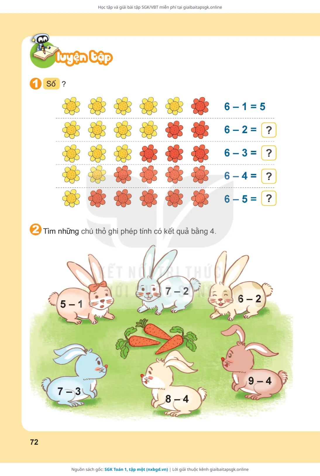 Trang 73 sách giáo khoa SGK Toán 1, tập một thu nhỏ