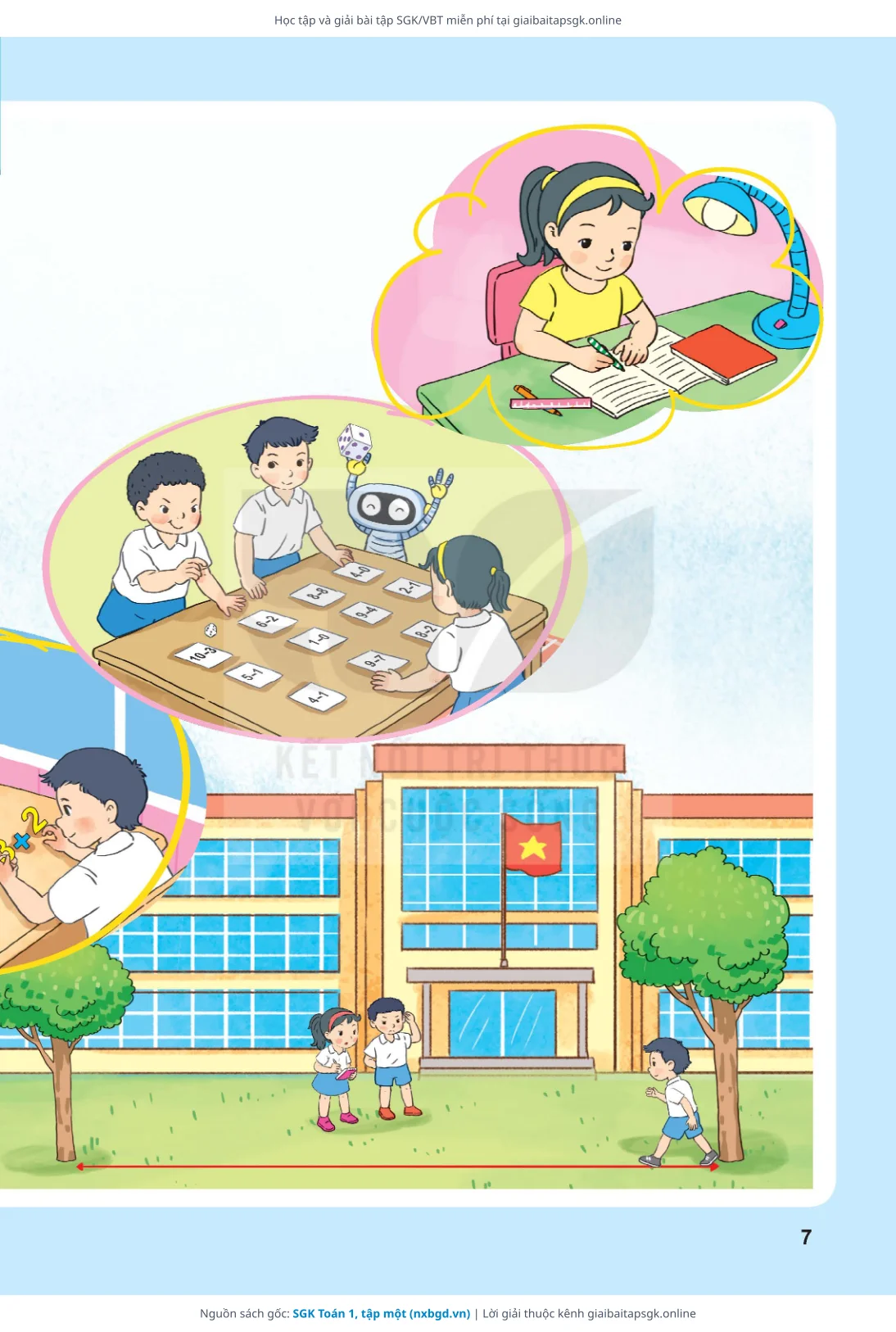 Trang 7 sách giáo khoa SGK Toán 1, tập một thu nhỏ