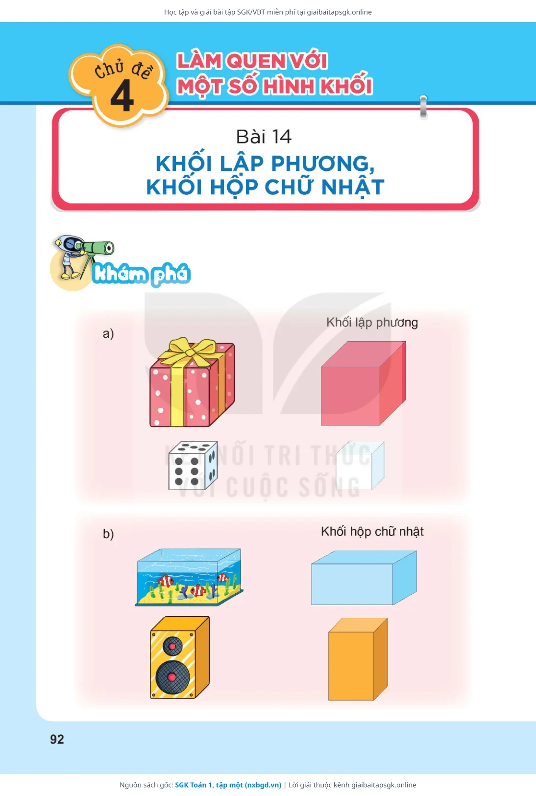 Trang 92 sách giáo khoa SGK Toán 1, tập một bản chuẩn
