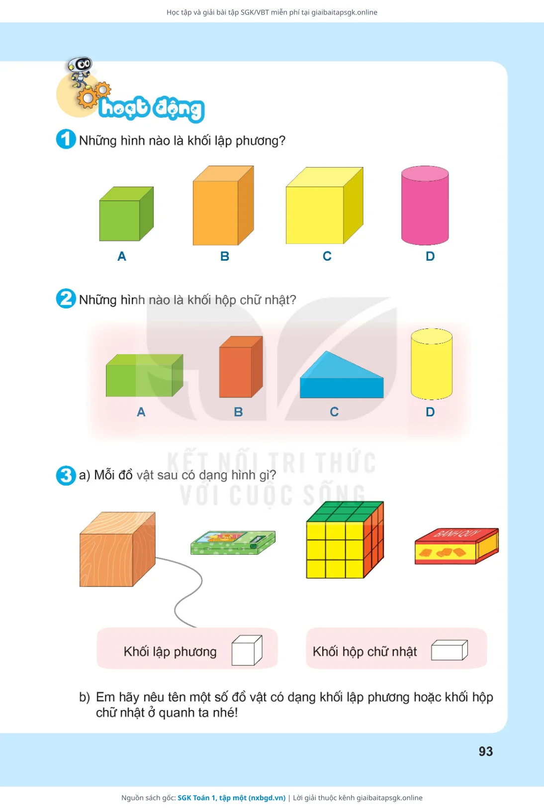 Trang 93 sách giáo khoa SGK Toán 1, tập một thu nhỏ