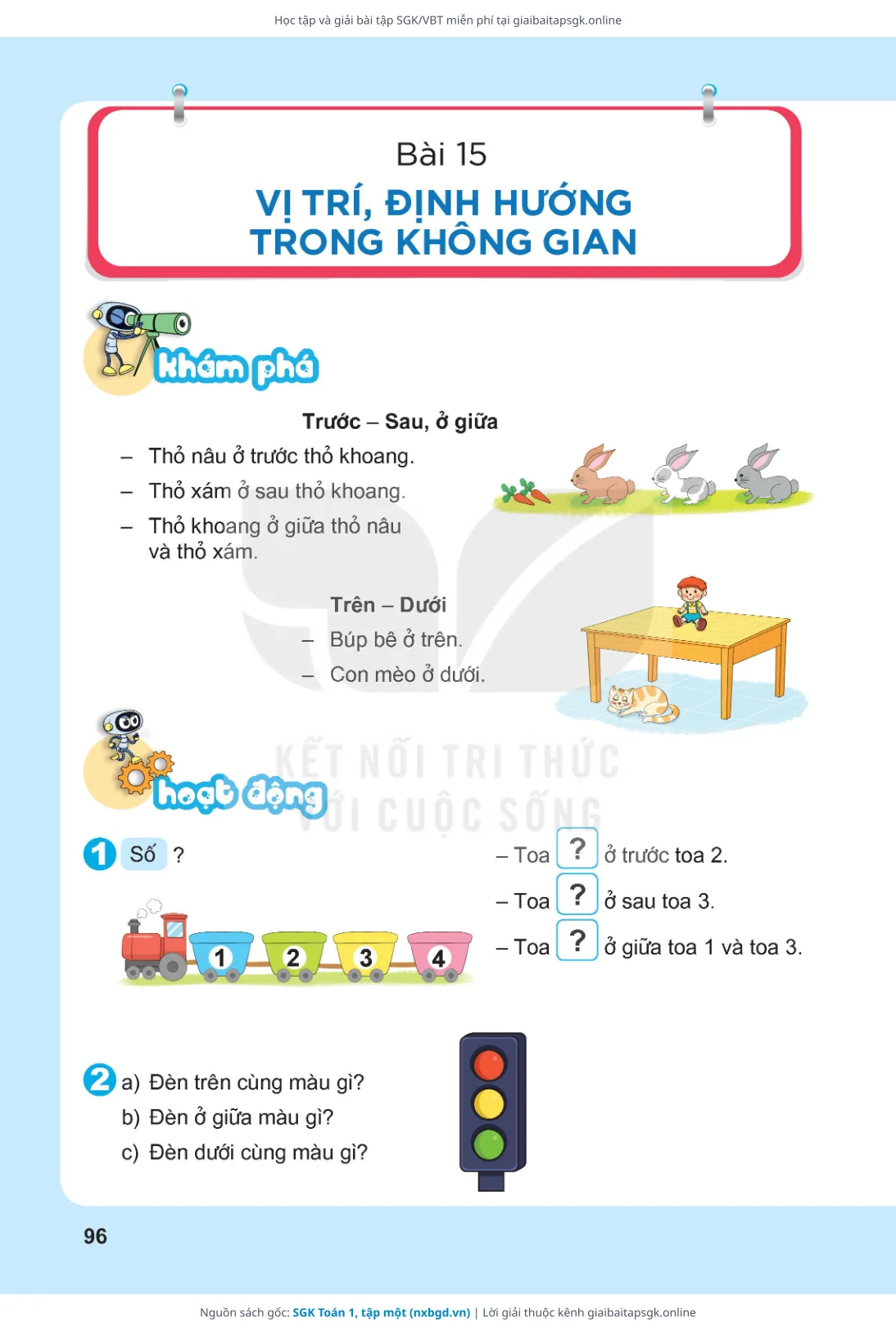 Trang 96 sách giáo khoa SGK Toán 1, tập một bản chuẩn