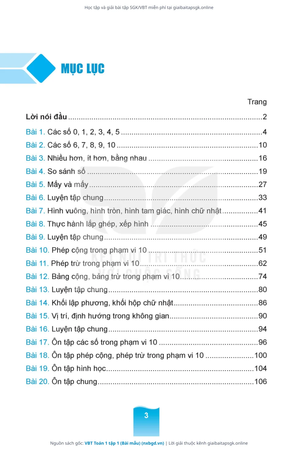 Trang 4 sách giáo khoa VBT Toán 1 tập 1 (Bài mẫu) thu nhỏ