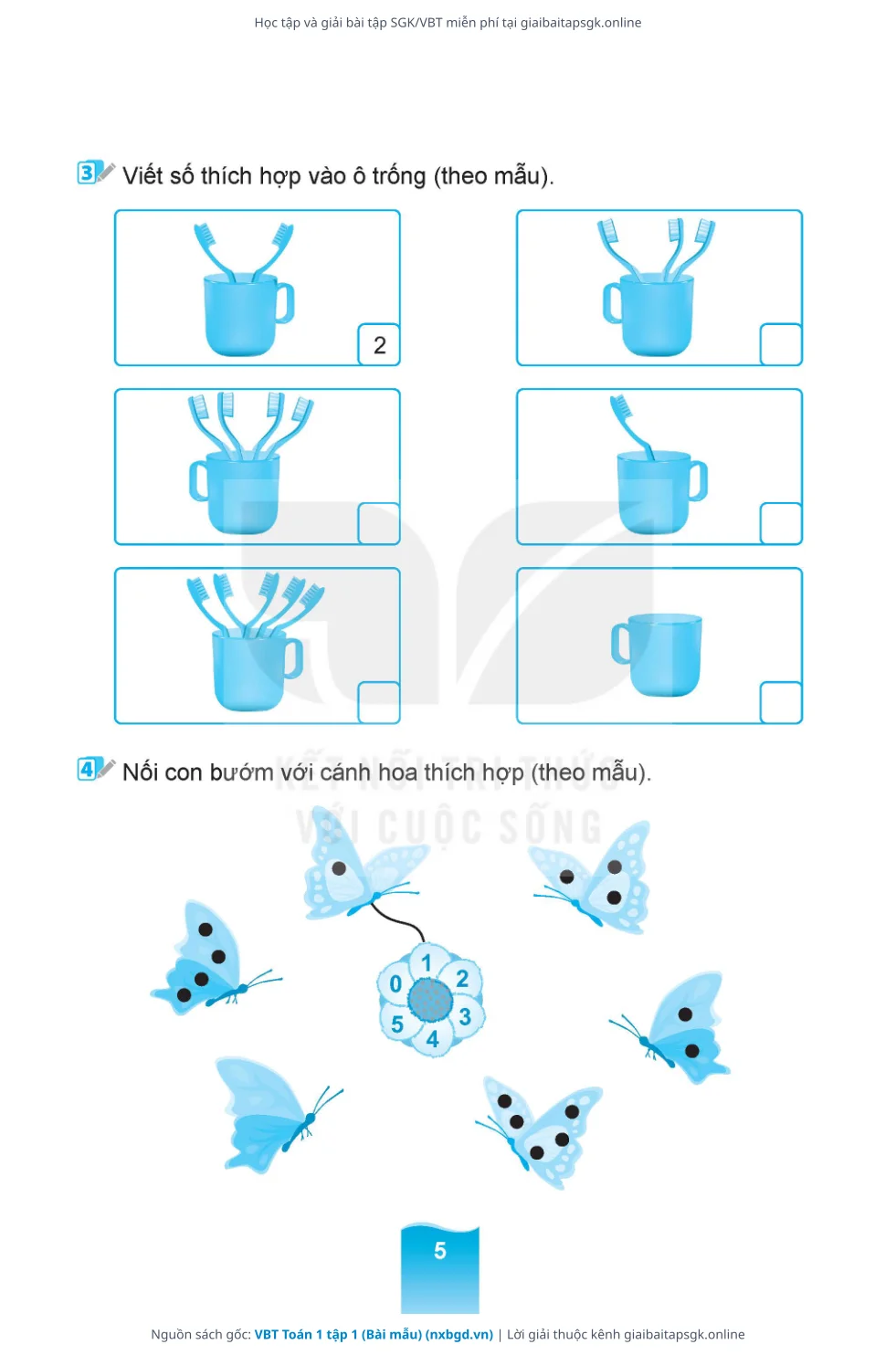 Trang 6 sách giáo khoa VBT Toán 1 tập 1 (Bài mẫu) thu nhỏ