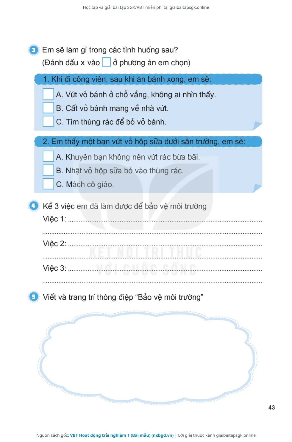Trang 6 sách giáo khoa VBT Hoạt động trải nghiệm 1 (Bài mẫu) thu nhỏ