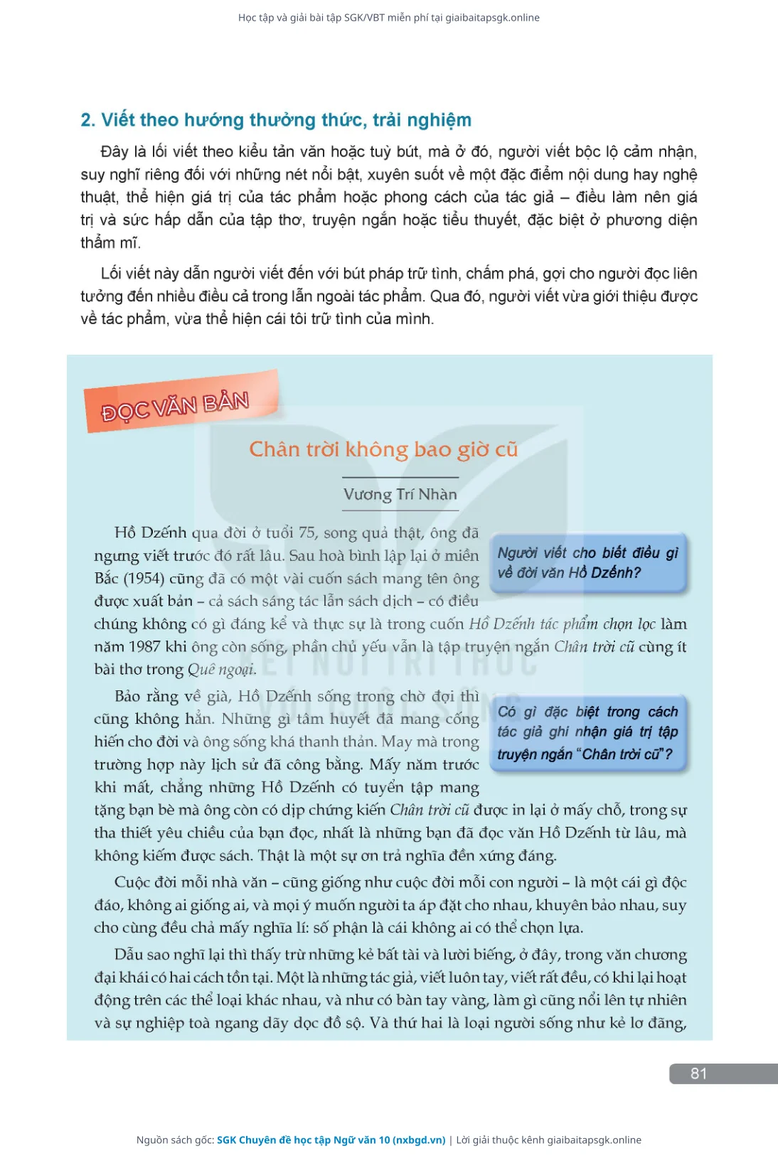 Trang 82 sách giáo khoa SGK Chuyên đề học tập Ngữ văn 10 thu nhỏ
