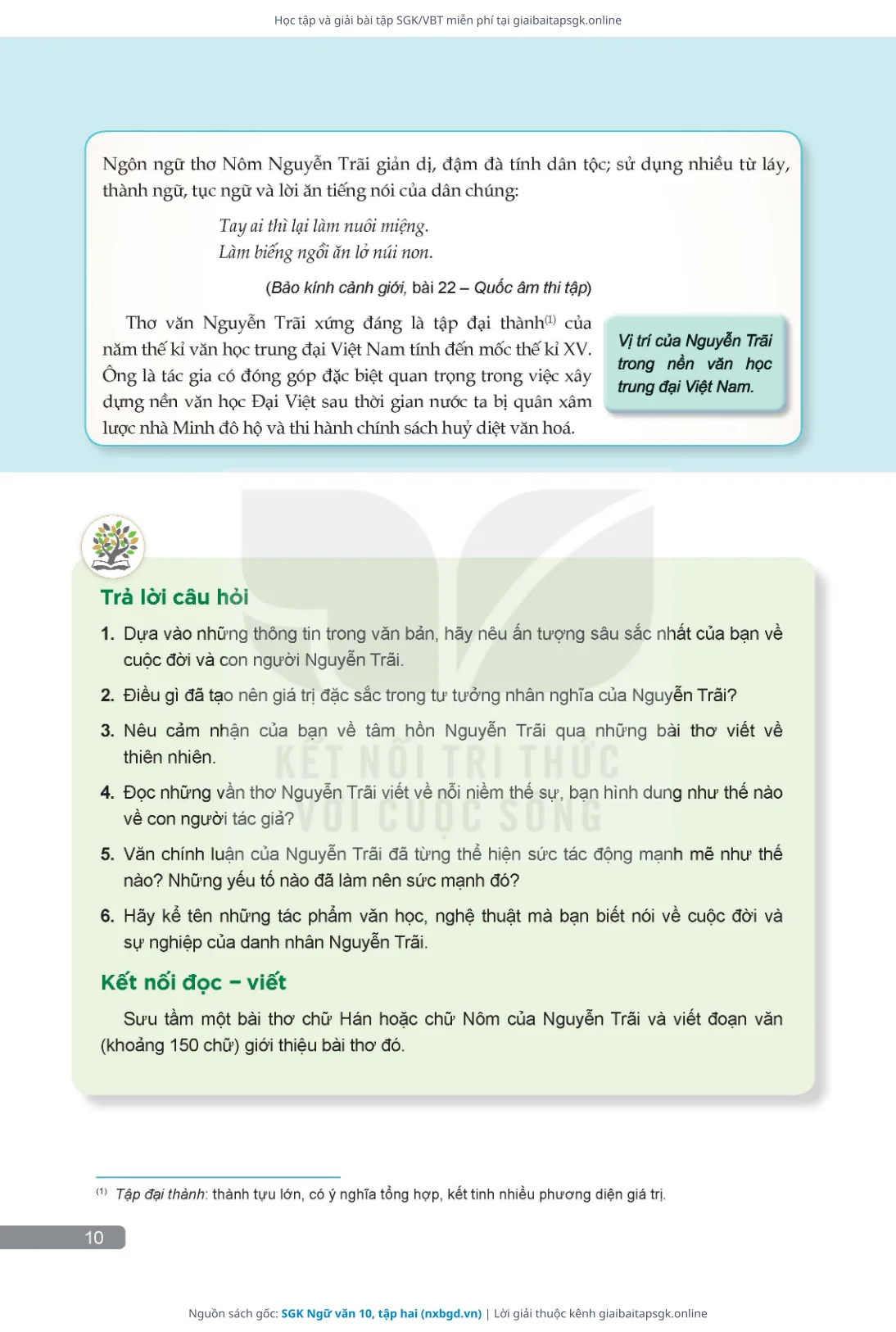Trang 11 sách giáo khoa SGK Ngữ văn 10, tập hai thu nhỏ