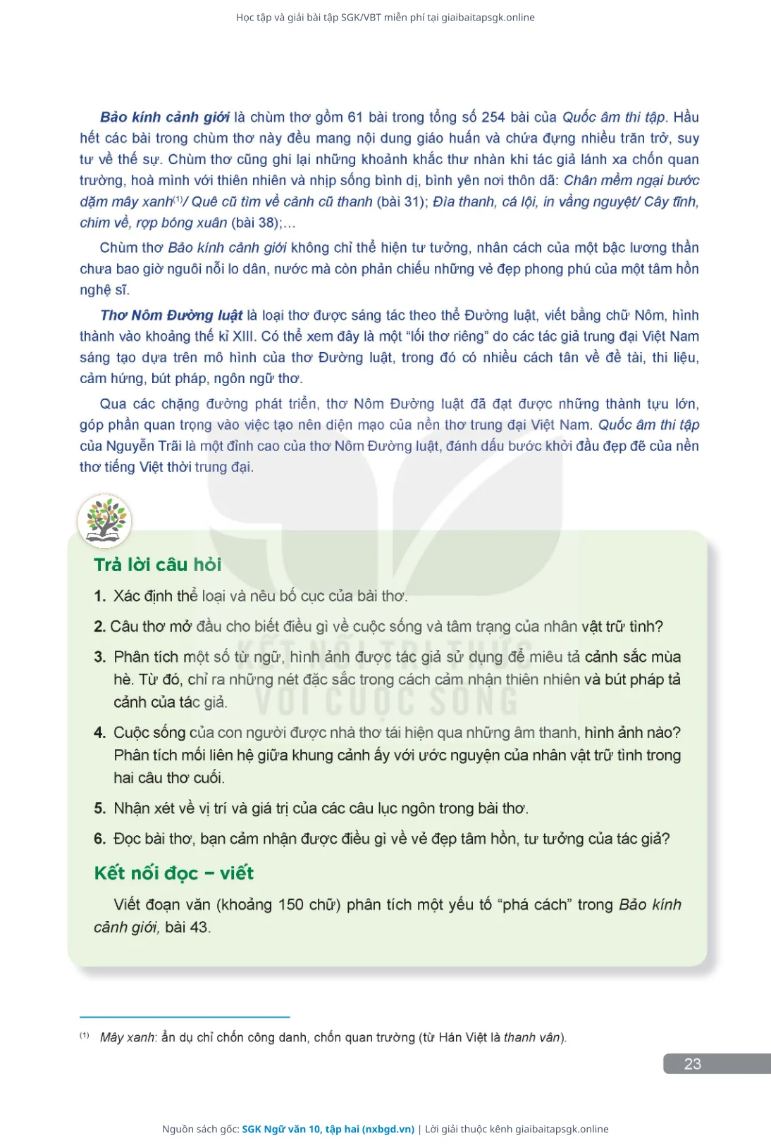 Trang 24 sách giáo khoa SGK Ngữ văn 10, tập hai thu nhỏ