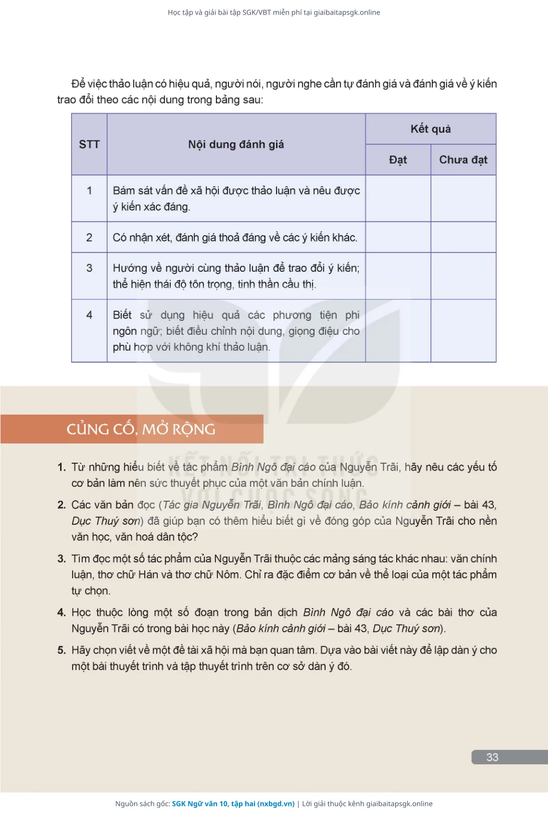 Trang 34 sách giáo khoa SGK Ngữ văn 10, tập hai thu nhỏ