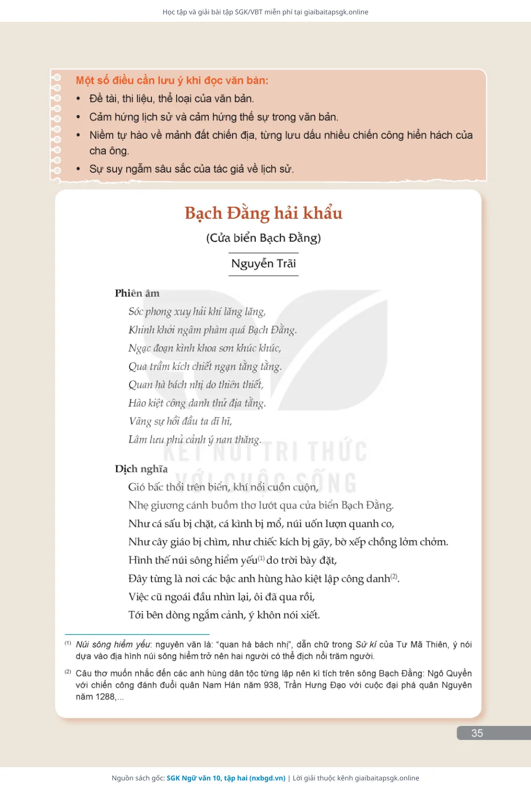 Trang 36 sách giáo khoa SGK Ngữ văn 10, tập hai thu nhỏ