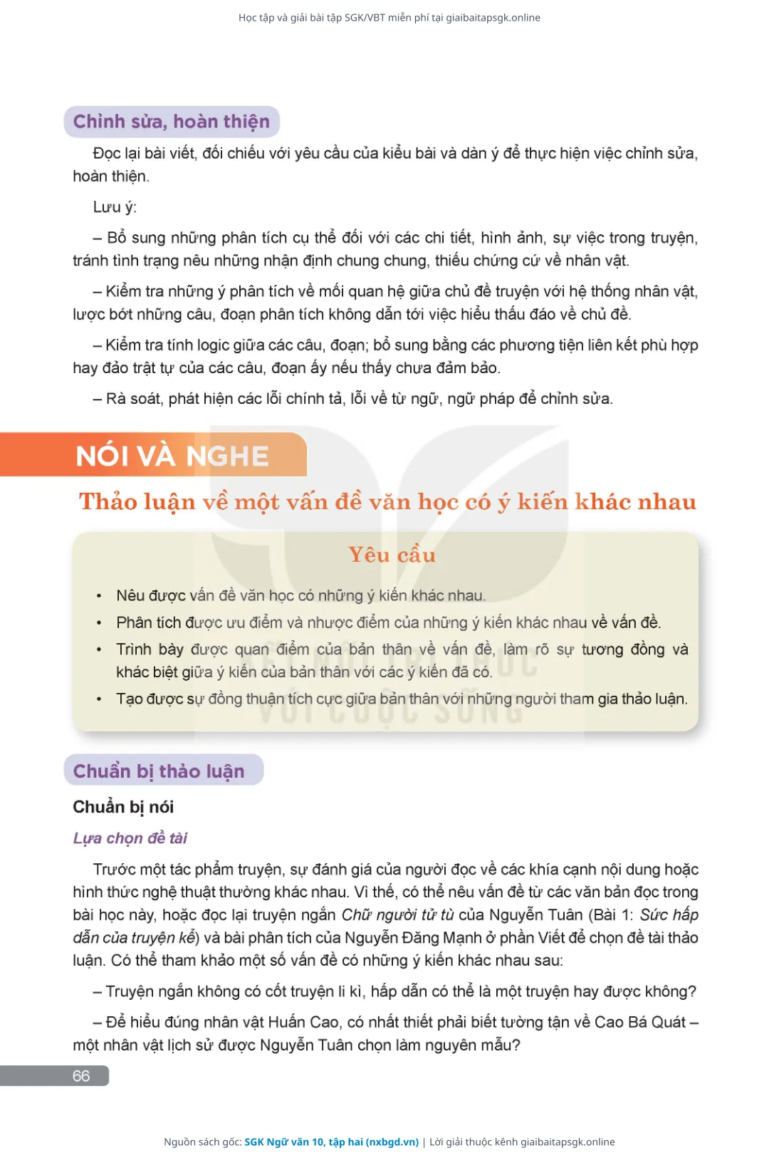 Trang 67 sách giáo khoa SGK Ngữ văn 10, tập hai thu nhỏ