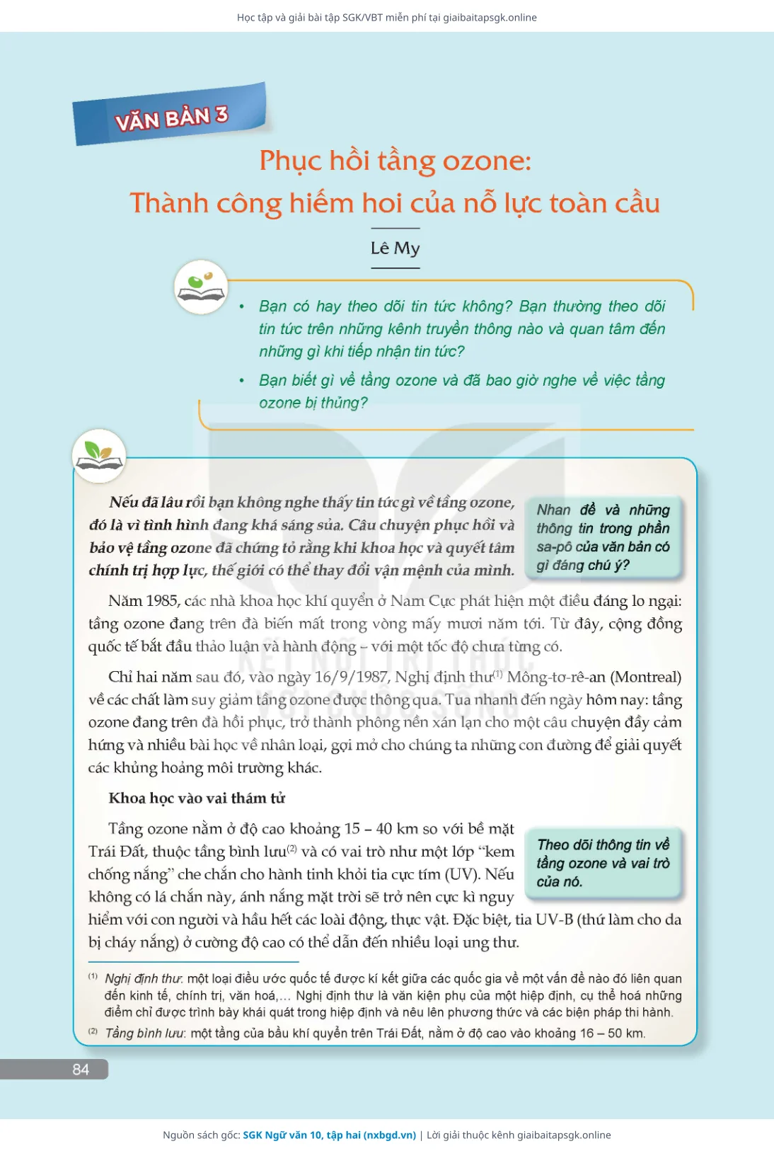 Trang 85 sách giáo khoa SGK Ngữ văn 10, tập hai thu nhỏ
