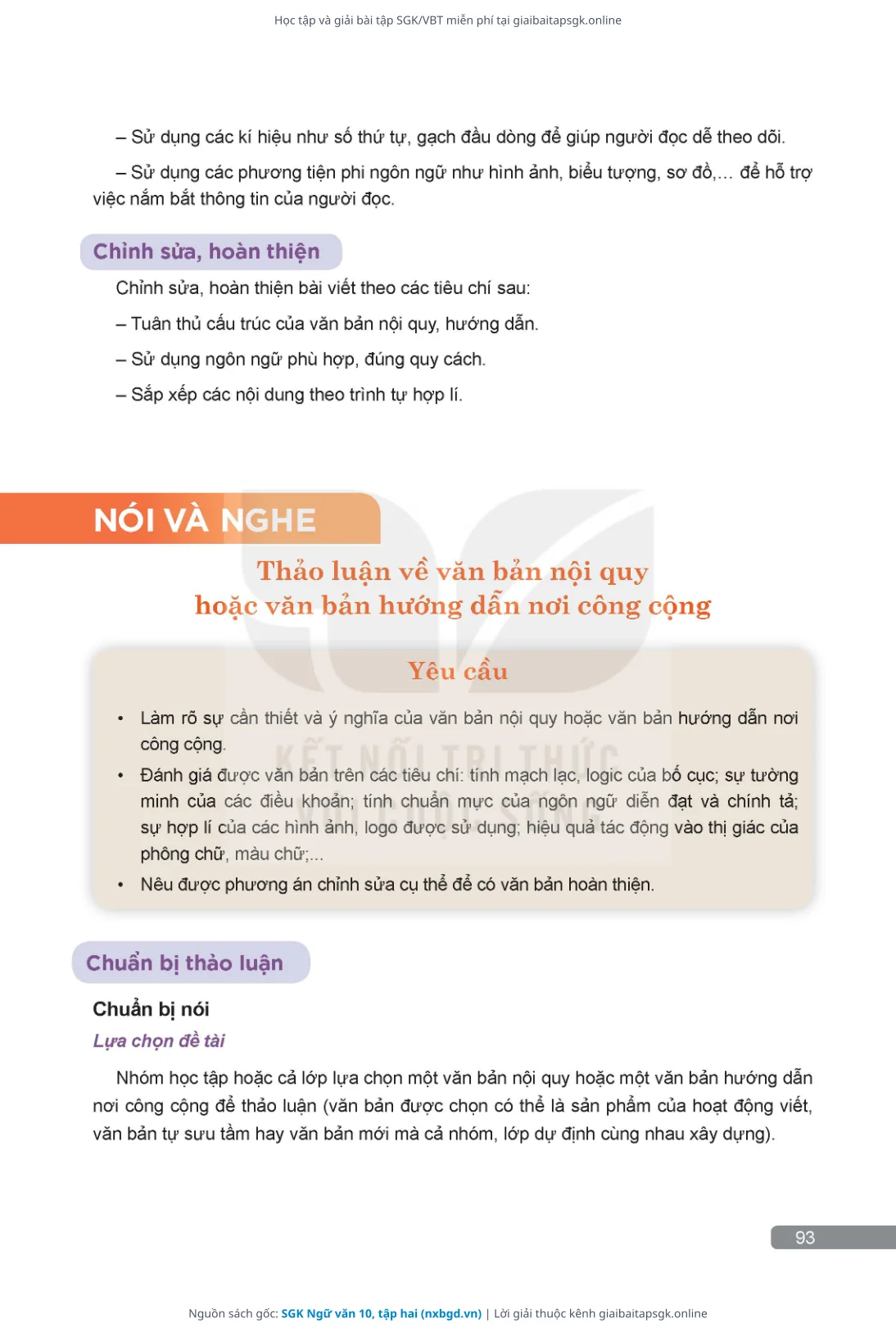 Trang 94 sách giáo khoa SGK Ngữ văn 10, tập hai thu nhỏ