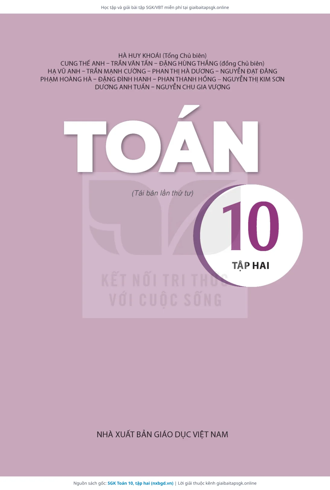 Trang 2 sách giáo khoa SGK Toán 10, tập hai thu nhỏ
