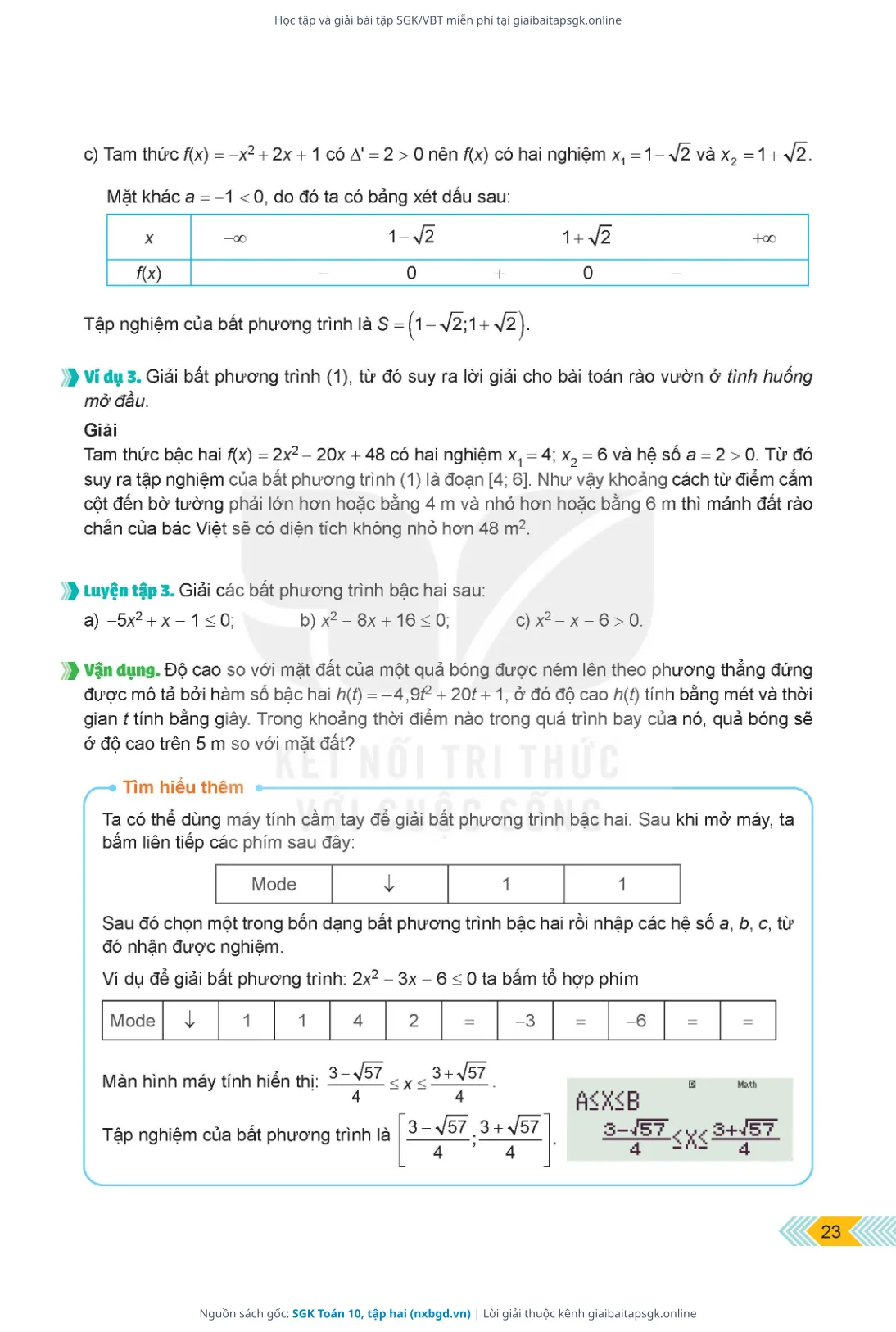 Trang 24 sách giáo khoa SGK Toán 10, tập hai thu nhỏ