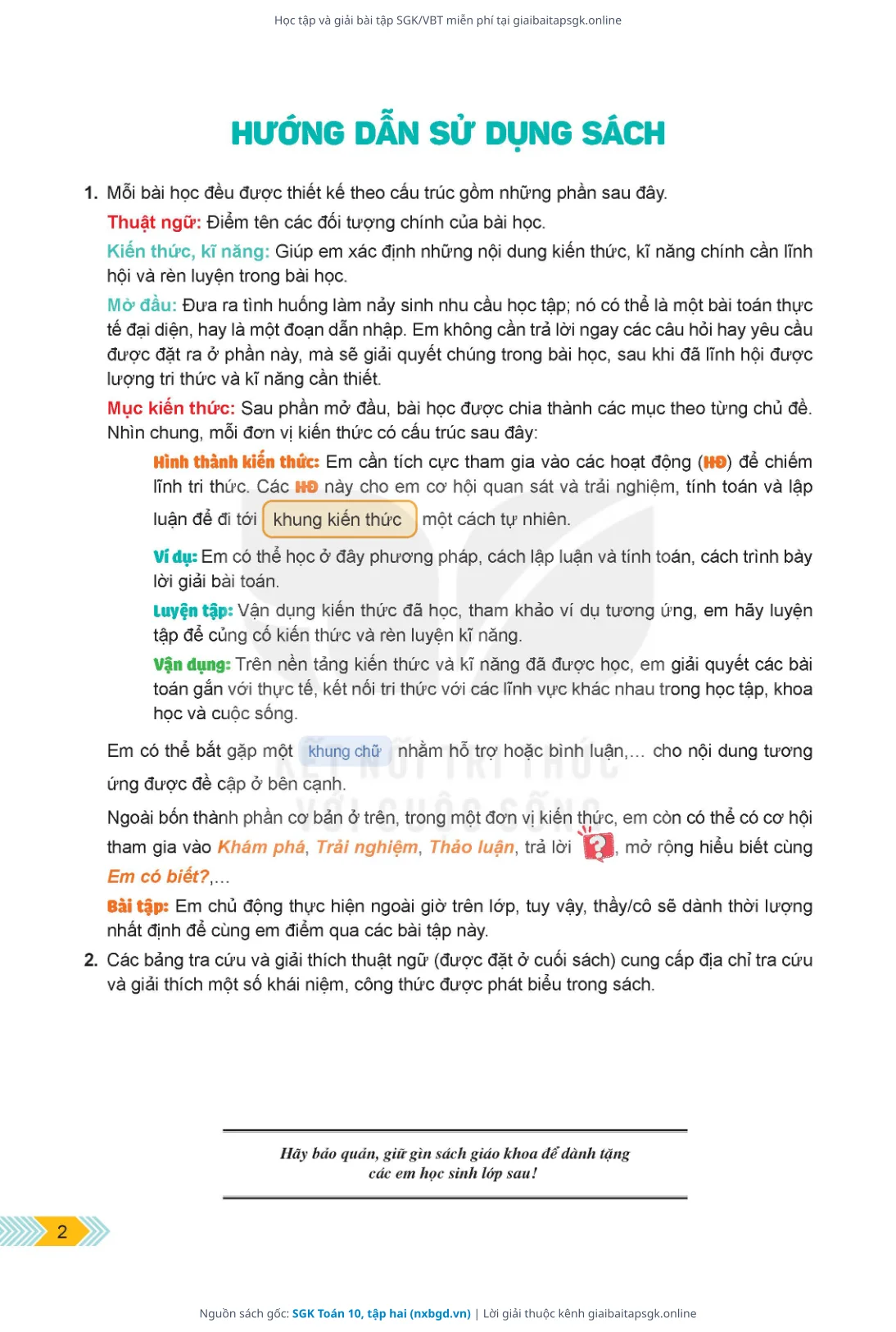Trang 3 sách giáo khoa SGK Toán 10, tập hai thu nhỏ