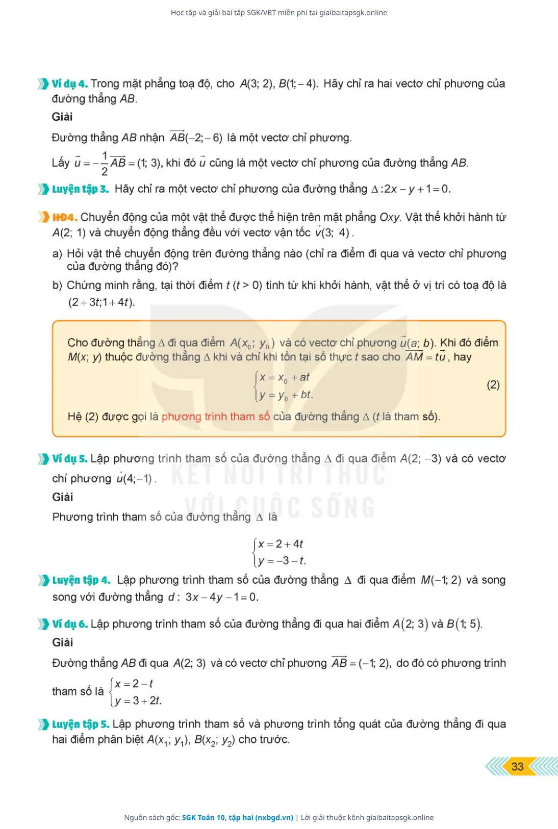 Trang 34 sách giáo khoa SGK Toán 10, tập hai thu nhỏ