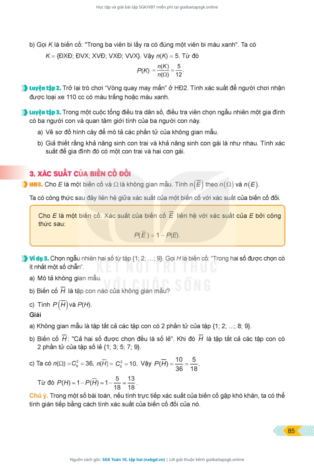 Trang 86 sách giáo khoa SGK Toán 10, tập hai thu nhỏ
