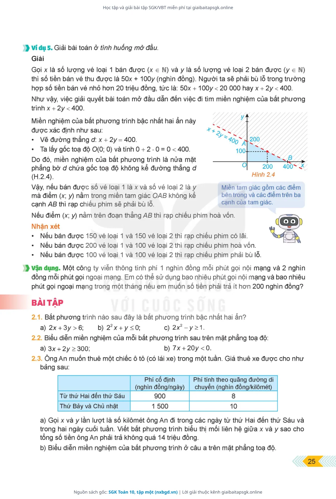 Trang 25 sách giáo khoa SGK Toán 10, tập một bản chuẩn