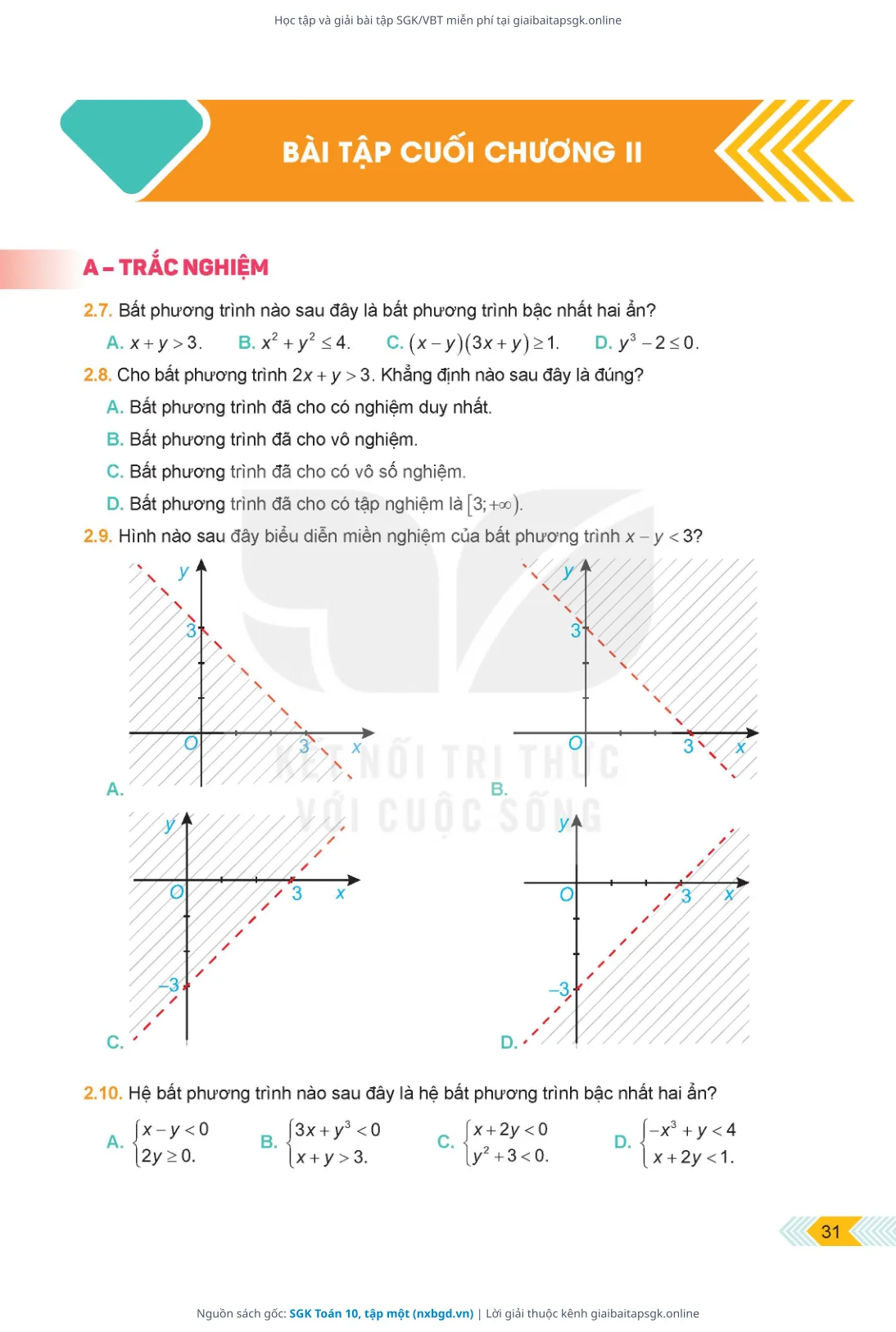 Trang 31 sách giáo khoa SGK Toán 10, tập một bản chuẩn