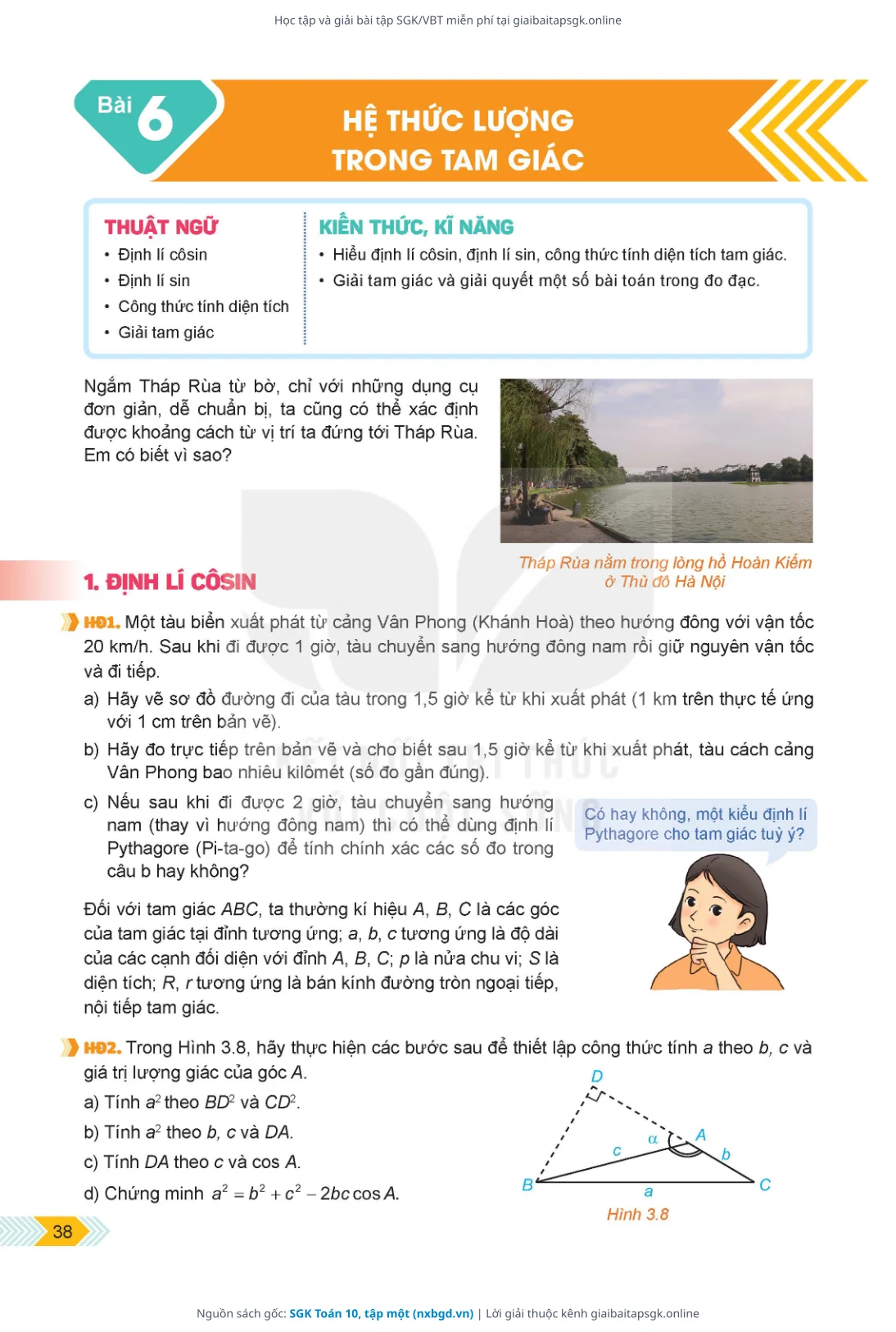 Trang 38 sách giáo khoa SGK Toán 10, tập một bản chuẩn