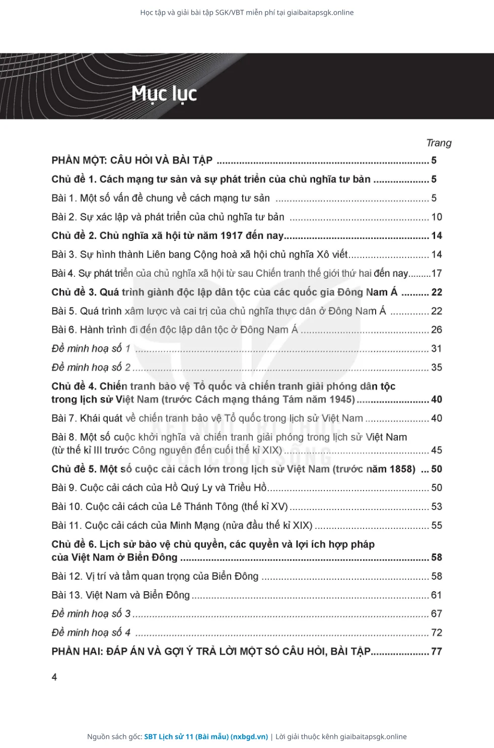Trang 5 sách giáo khoa SBT Lịch sử 11 (Bài mẫu) thu nhỏ