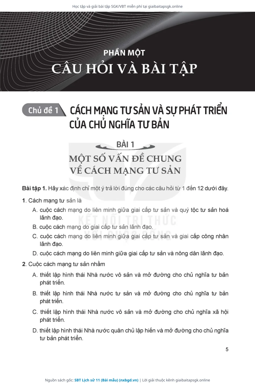 Trang 6 sách giáo khoa SBT Lịch sử 11 (Bài mẫu) thu nhỏ