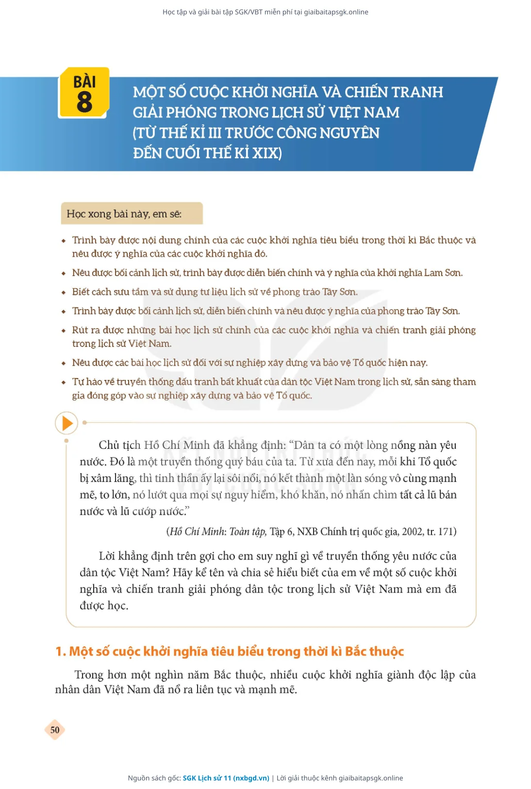Trang 50 sách giáo khoa SGK Lịch sử 11 bản chuẩn