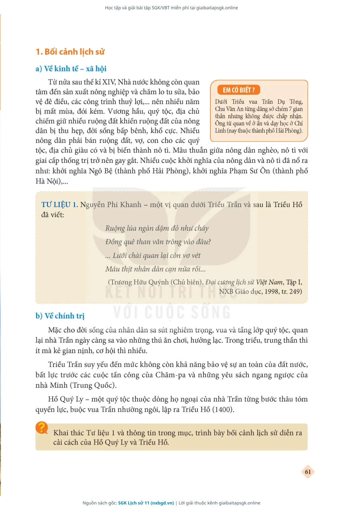 Trang 62 sách giáo khoa SGK Lịch sử 11 thu nhỏ