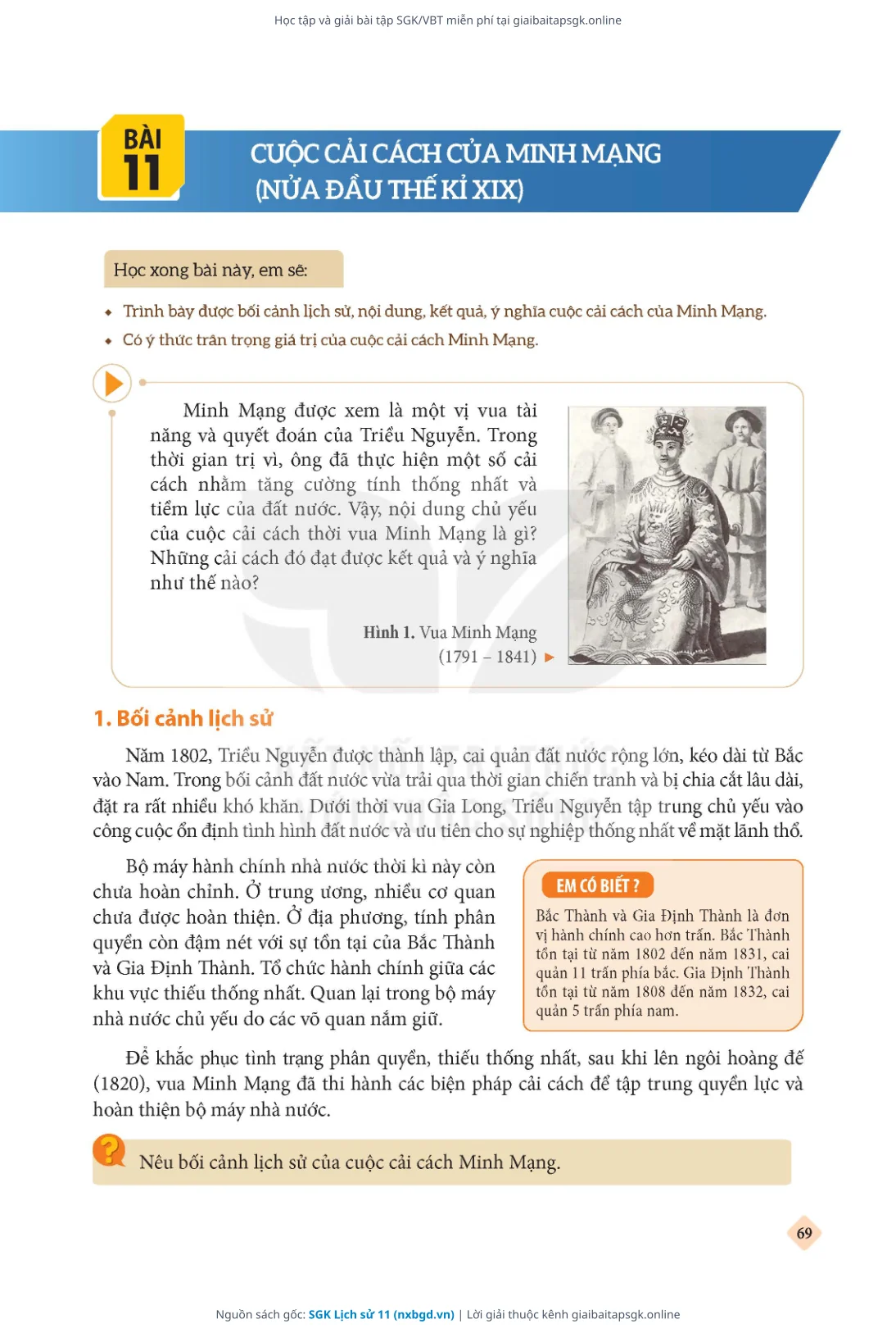Trang 69 sách giáo khoa SGK Lịch sử 11 bản chuẩn