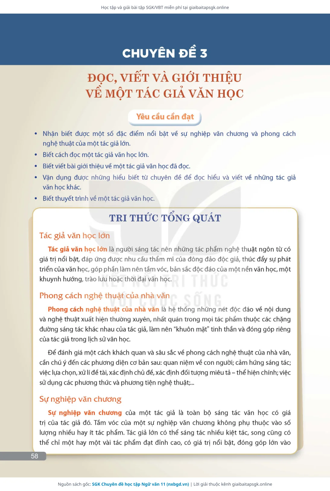 Trang 59 sách giáo khoa SGK Chuyên đề học tập Ngữ văn 11 thu nhỏ
