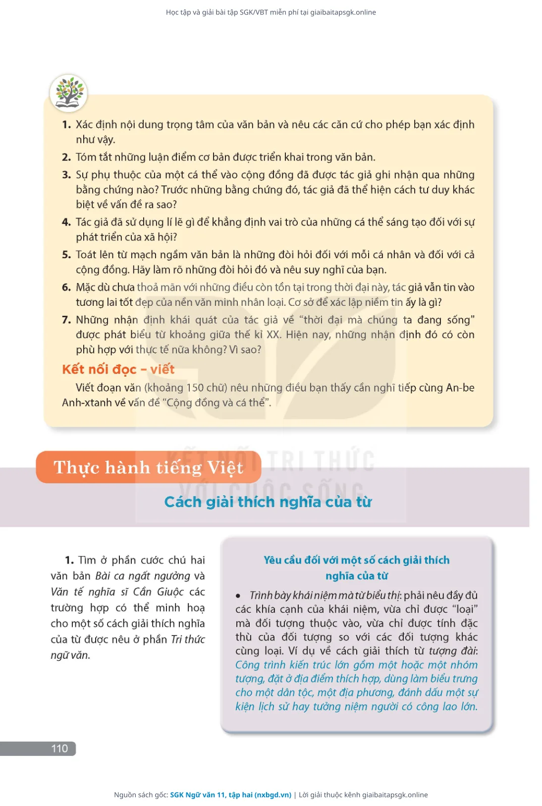Trang 111 sách giáo khoa SGK Ngữ văn 11, tập hai thu nhỏ