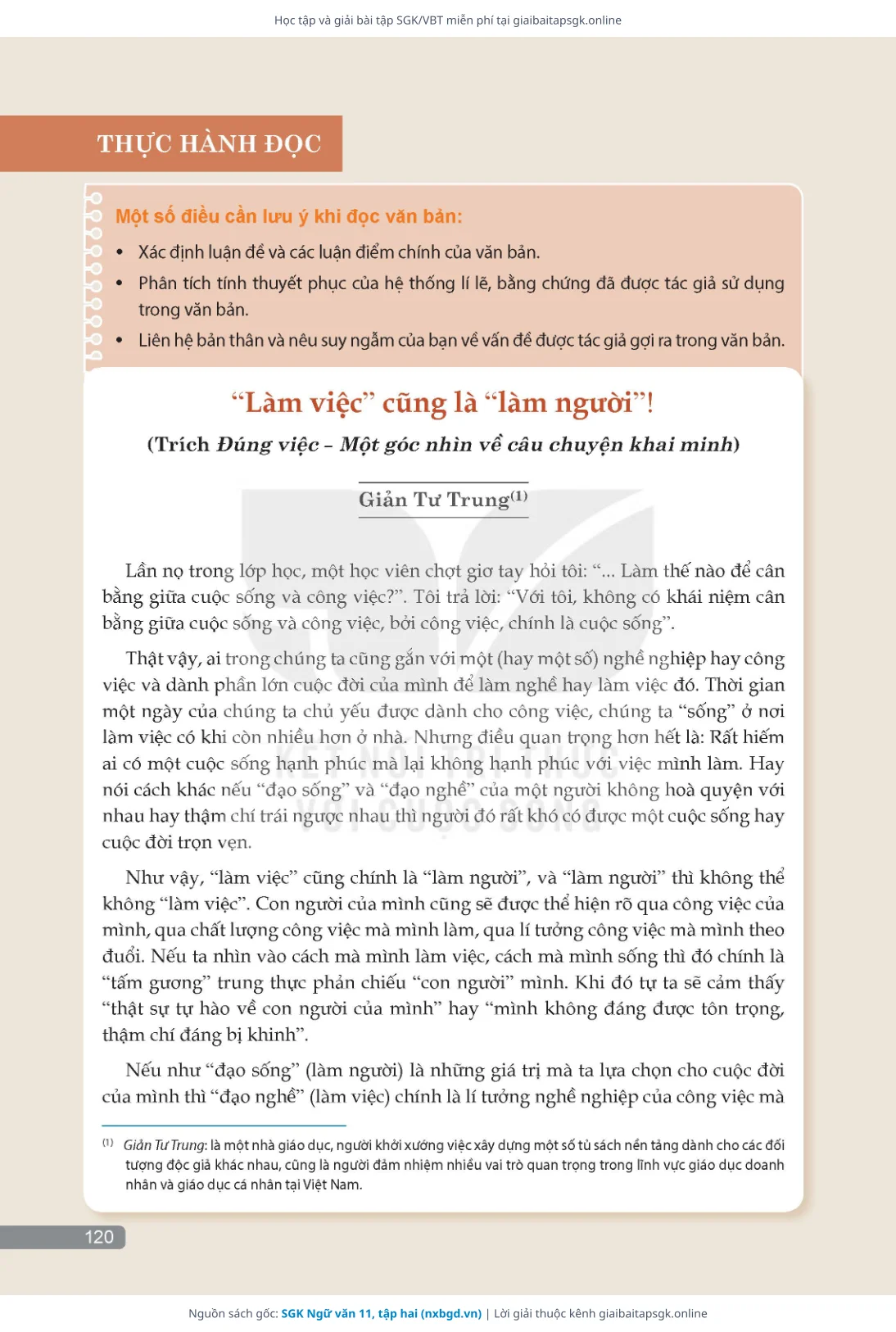 Trang 121 sách giáo khoa SGK Ngữ văn 11, tập hai thu nhỏ