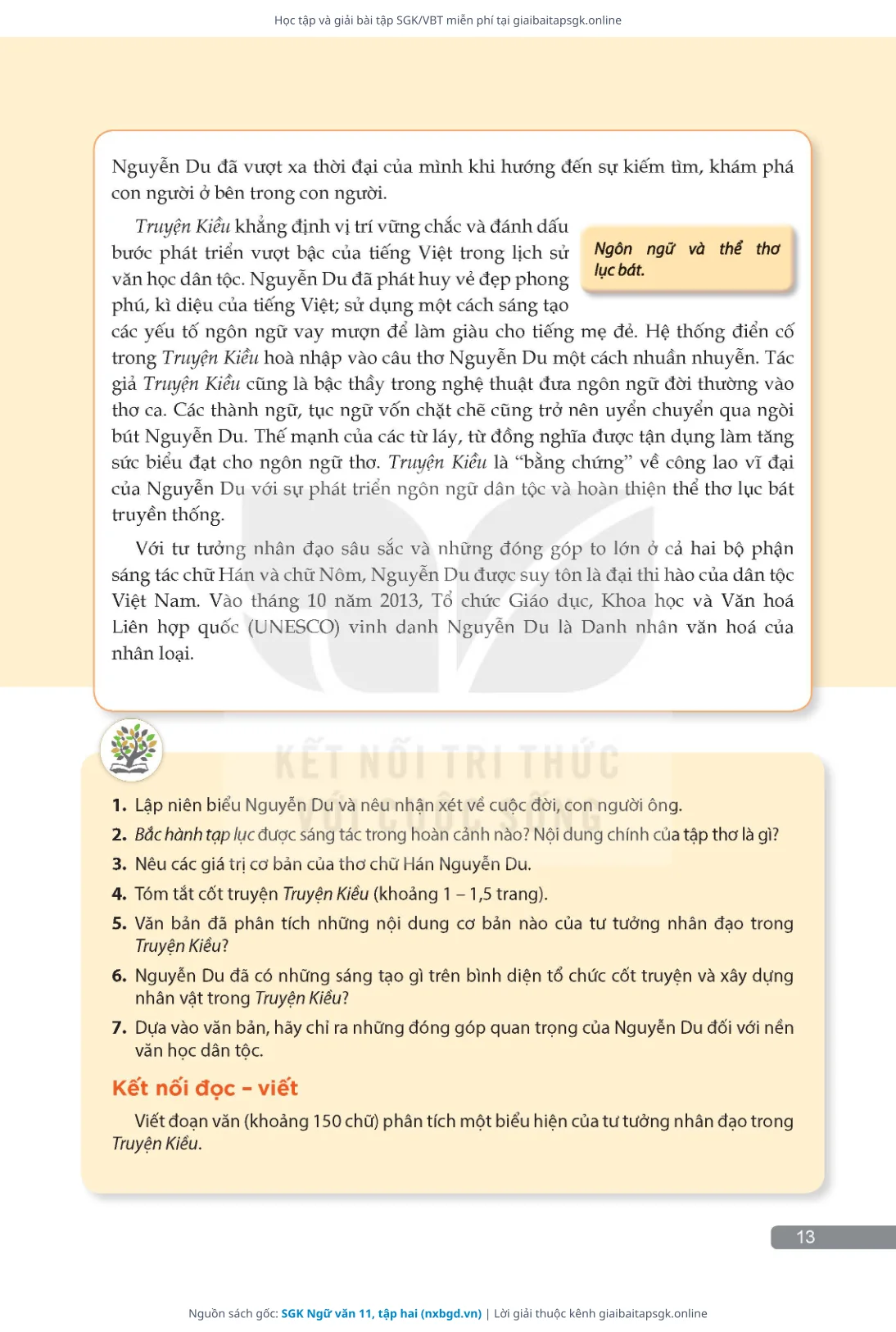 Trang 14 sách giáo khoa SGK Ngữ văn 11, tập hai thu nhỏ